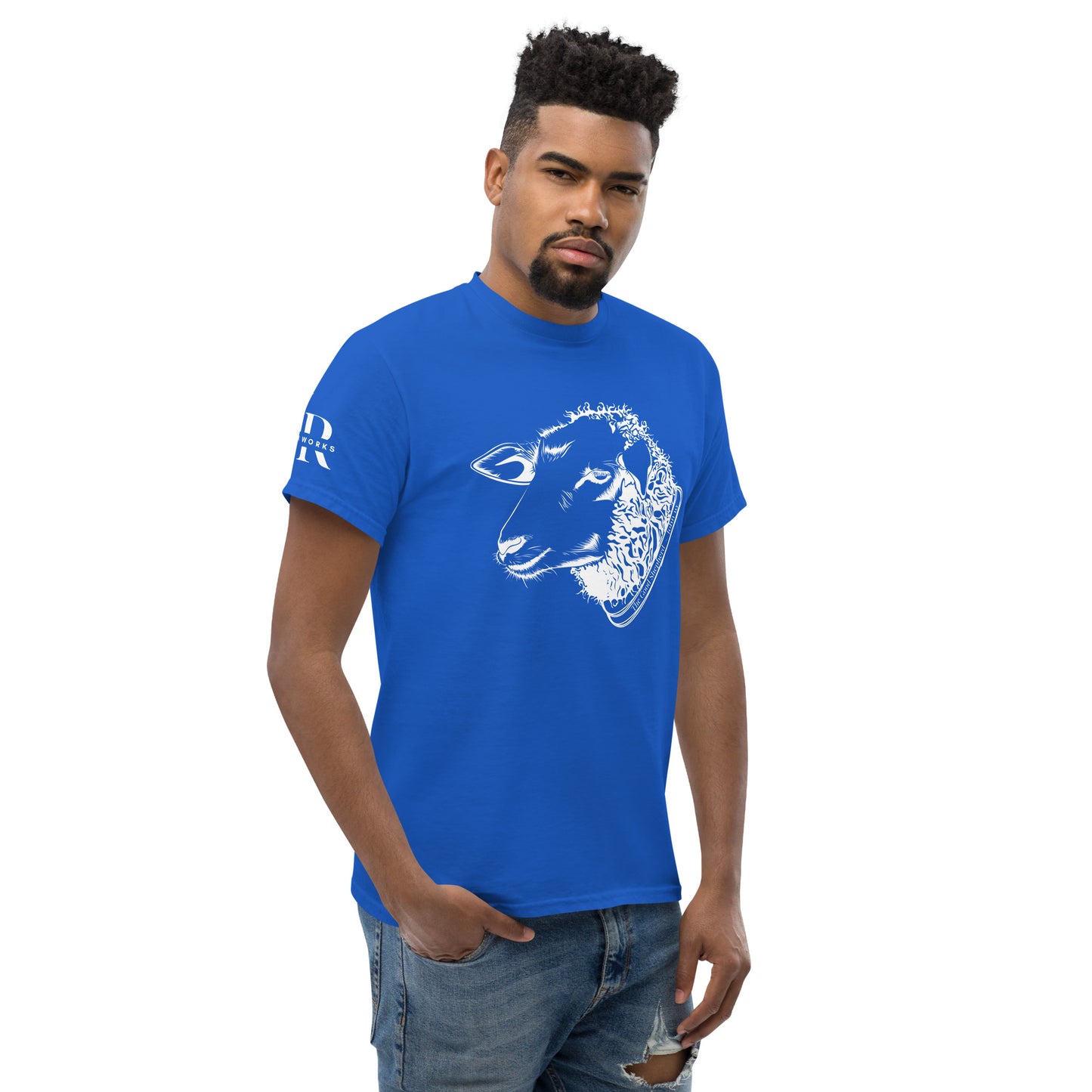 The Good Shepherd Men's classic tee W/White Print