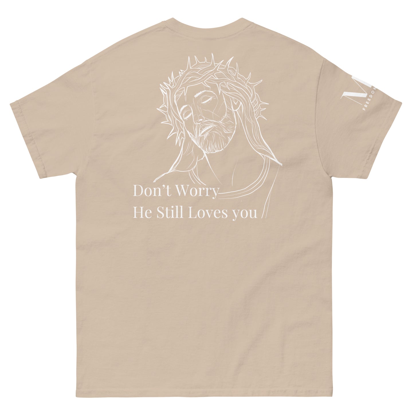 Romans 5:8 (He Still Loves You) Men's classic tee W/ White Print