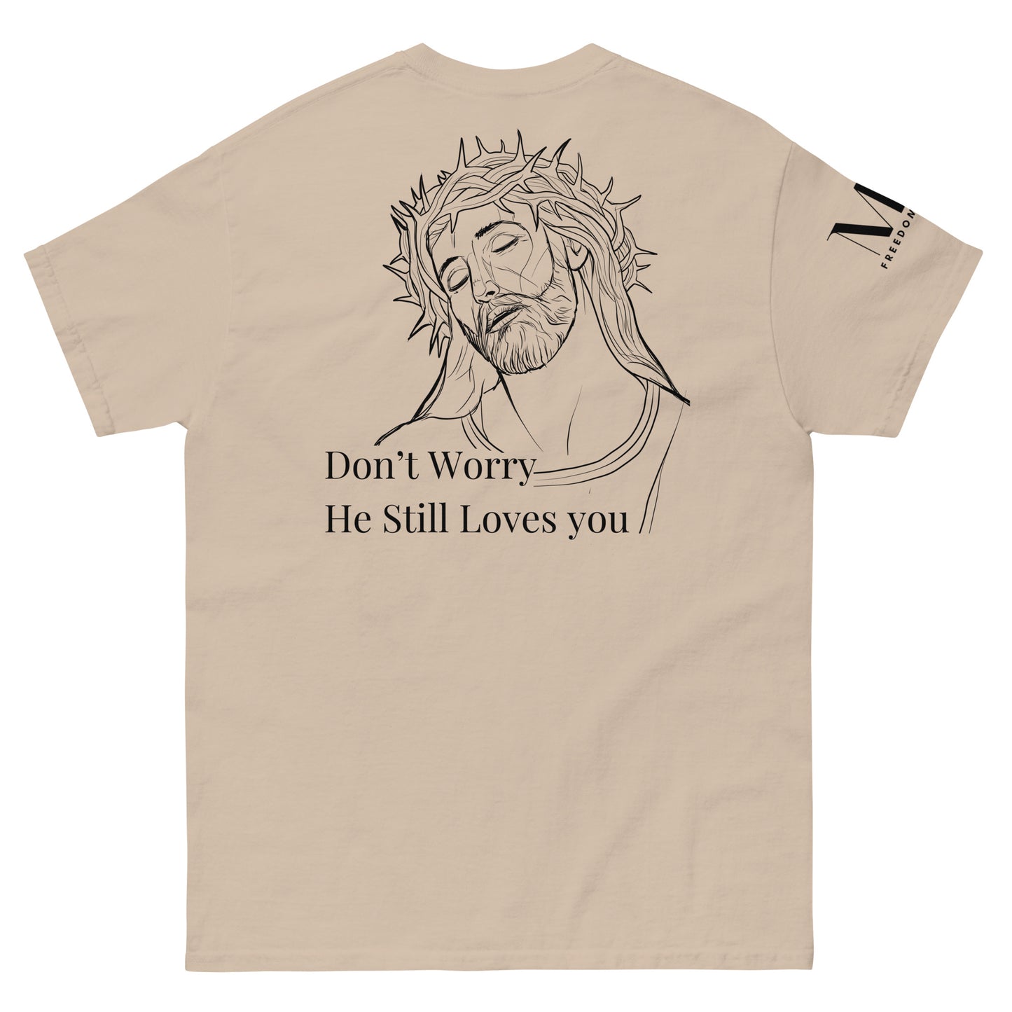 Romans 5:8 (He Still Loves You) Men's classic tee W/ Black Print