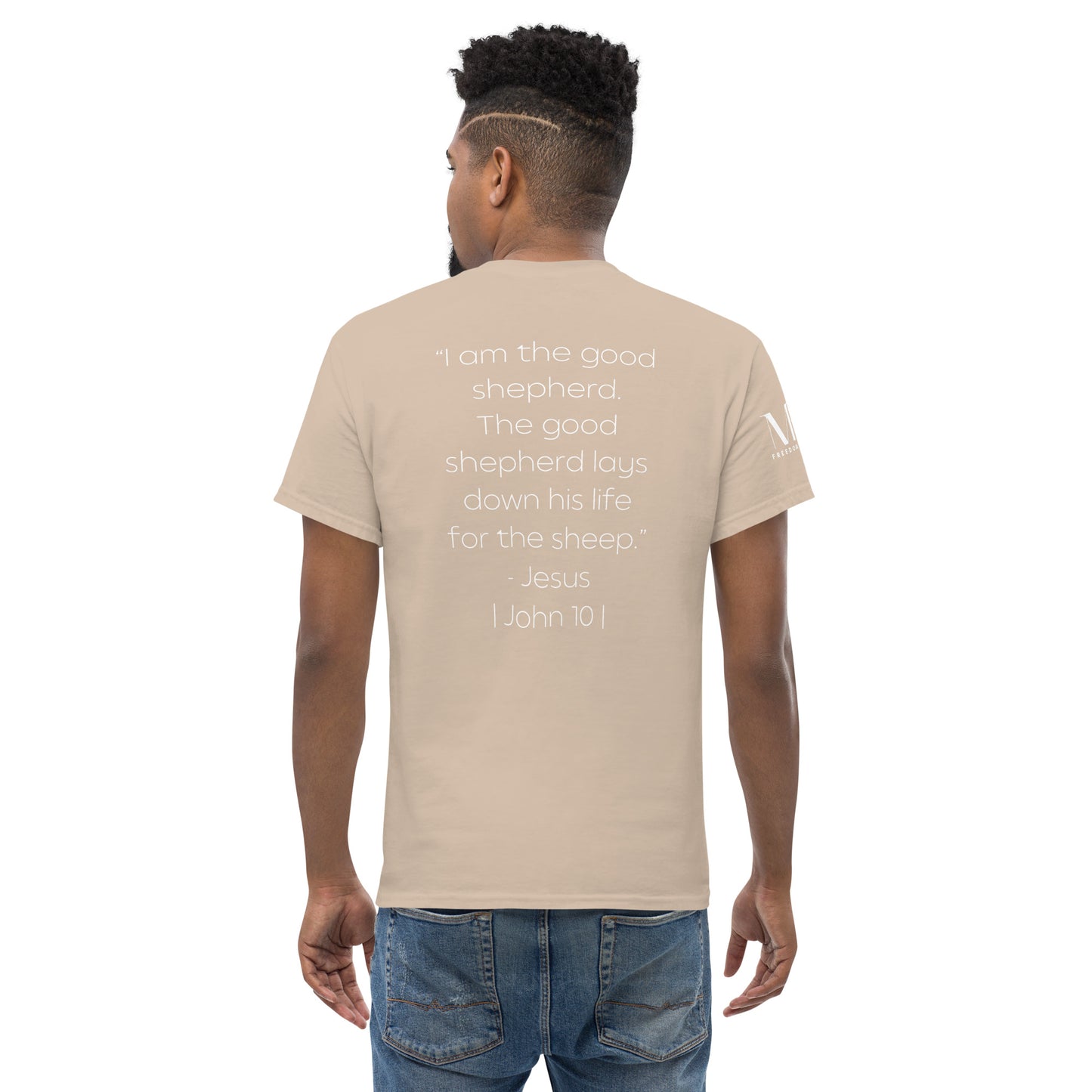 The Good Shepherd Men's classic tee W/White Print