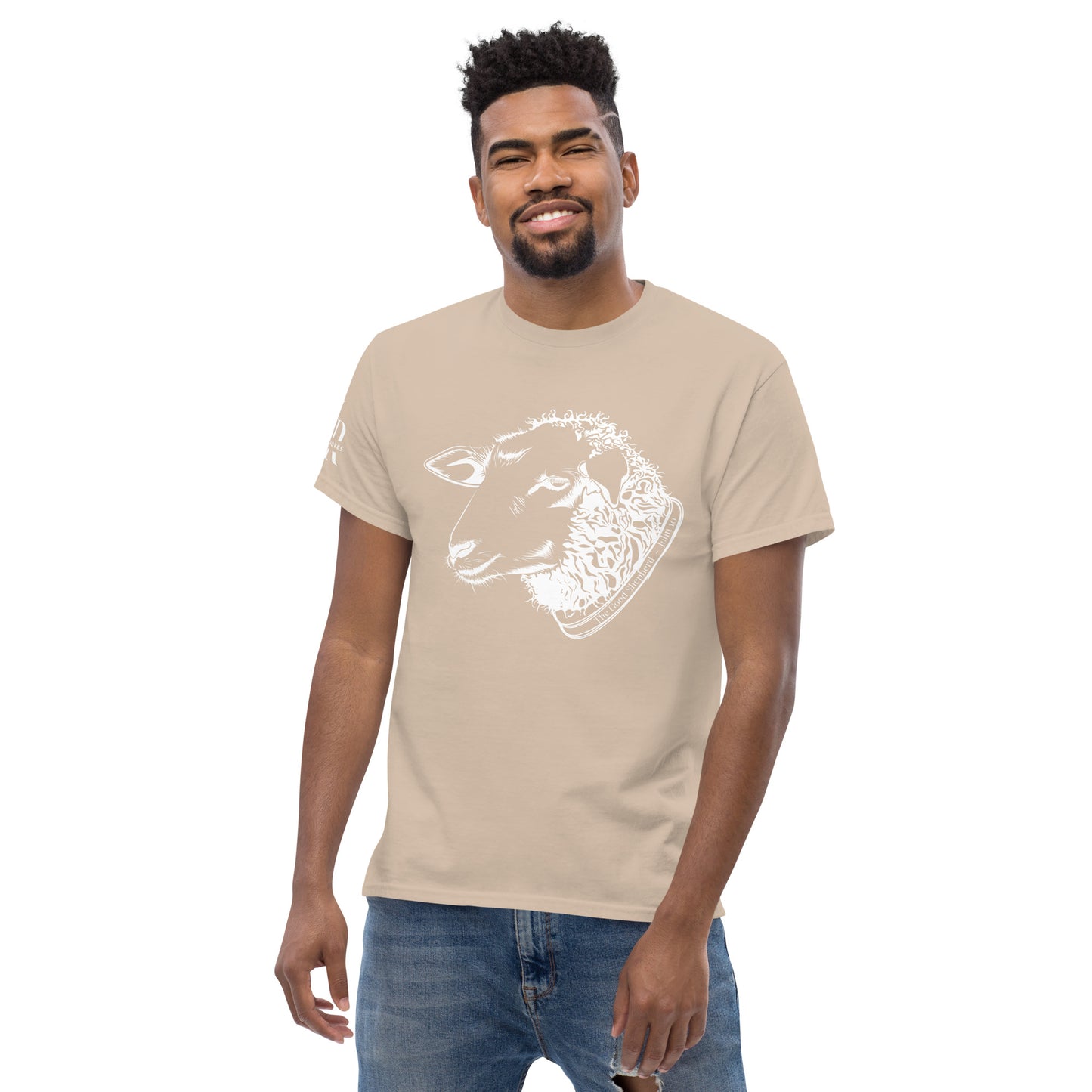 The Good Shepherd Men's classic tee W/White Print