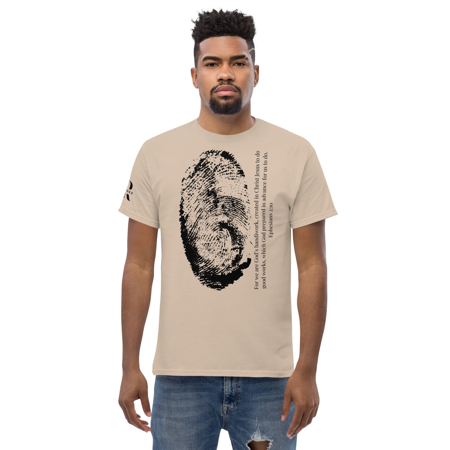 Fearfully And Wonderfully Made Men's classic tee W/Black Print