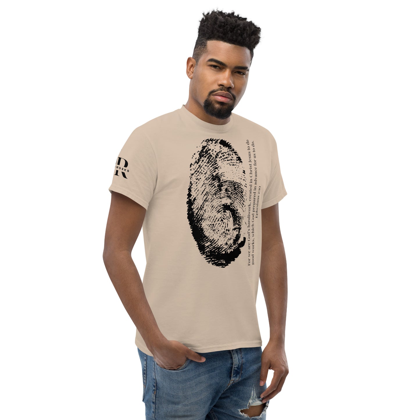 Fearfully And Wonderfully Made Men's classic tee W/Black Print