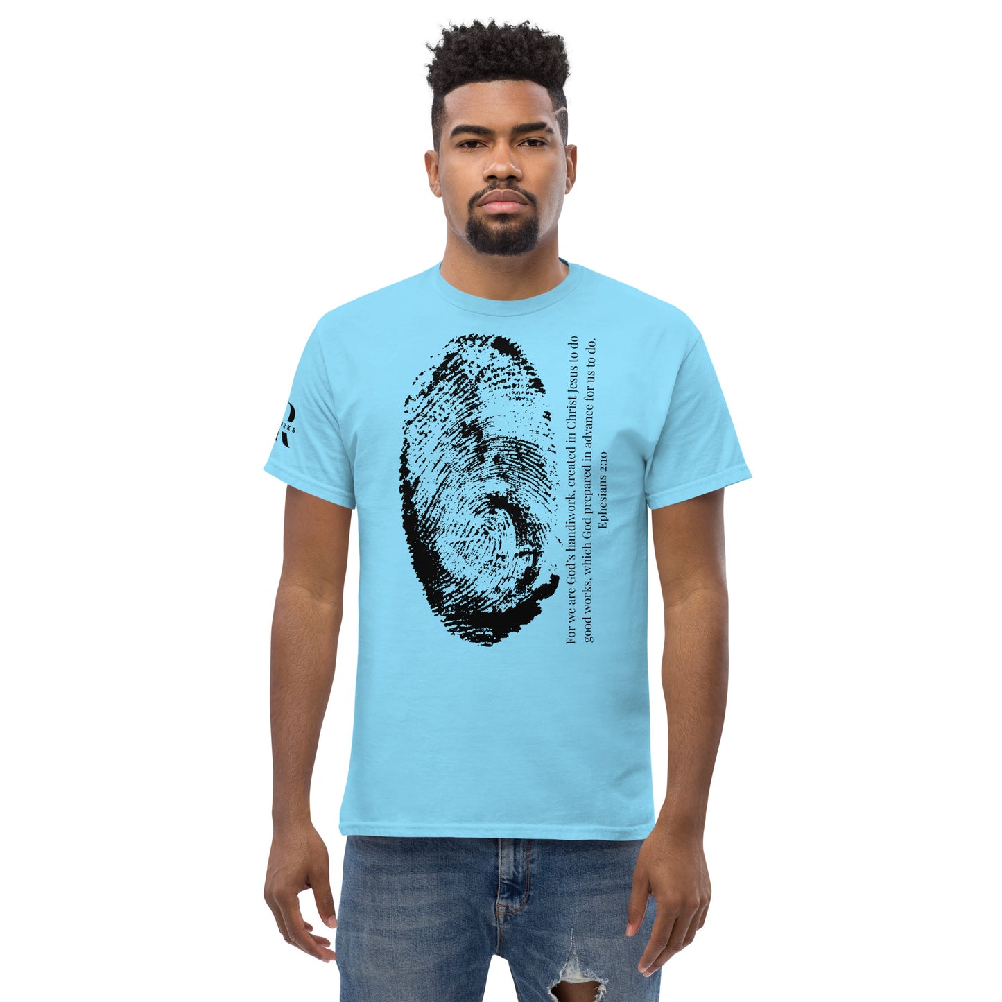 Fearfully And Wonderfully Made Men's classic tee W/Black Print