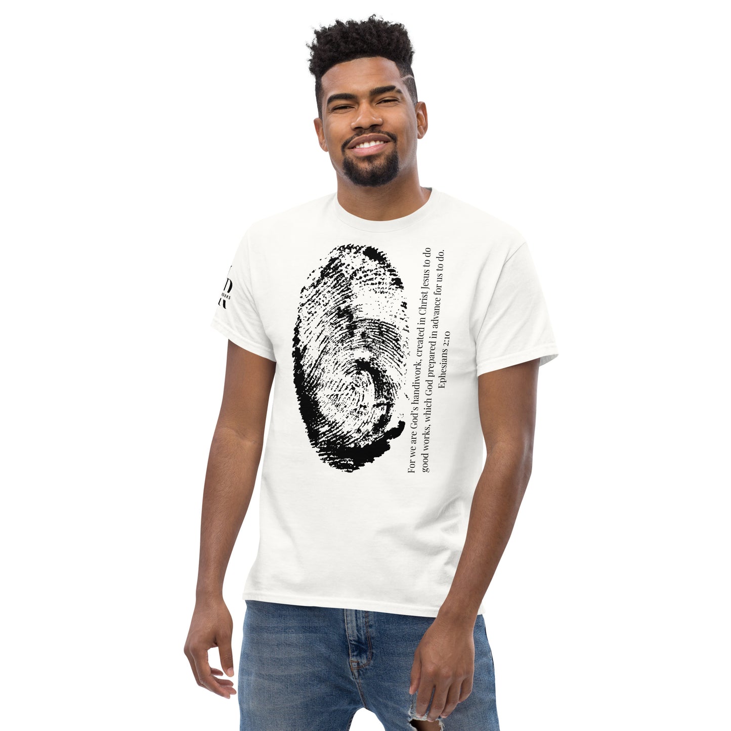 Fearfully And Wonderfully Made Men's classic tee W/Black Print