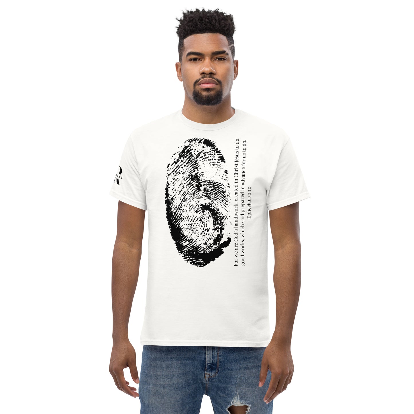 Fearfully And Wonderfully Made Men's classic tee W/Black Print