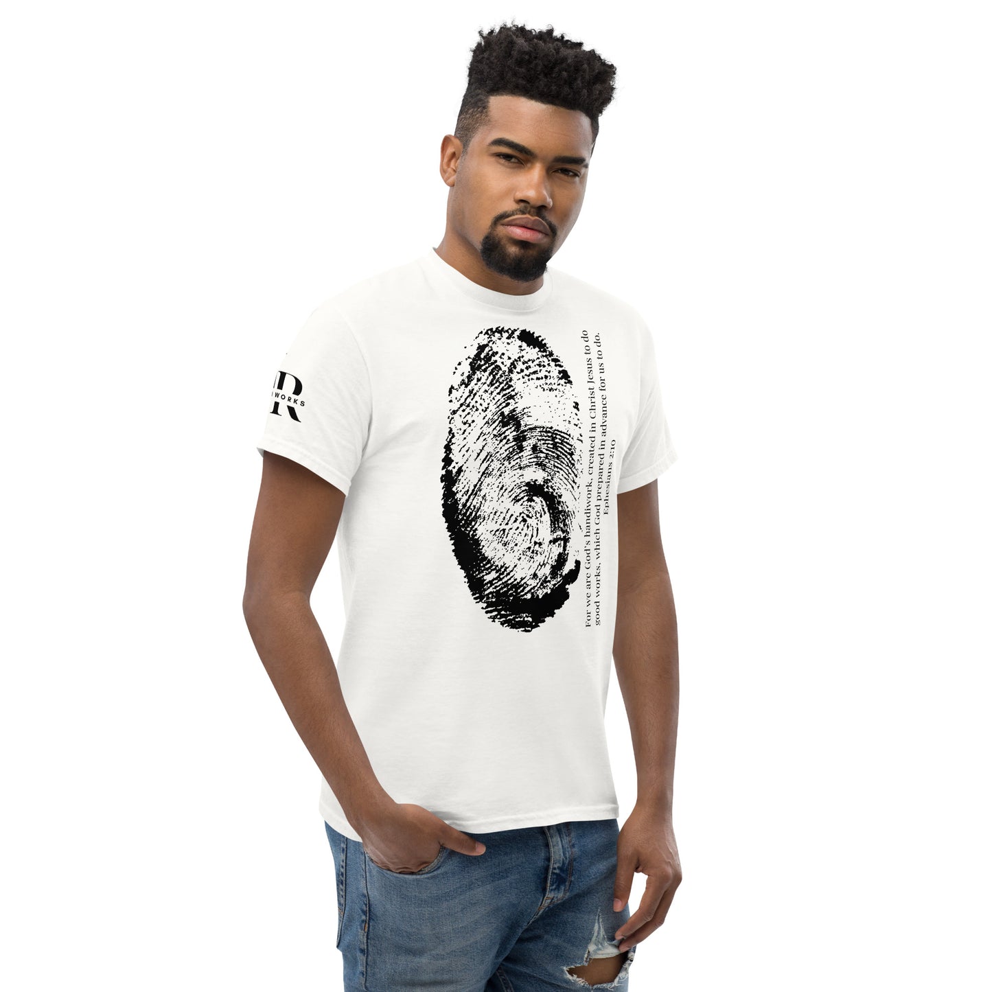 Fearfully And Wonderfully Made Men's classic tee W/Black Print