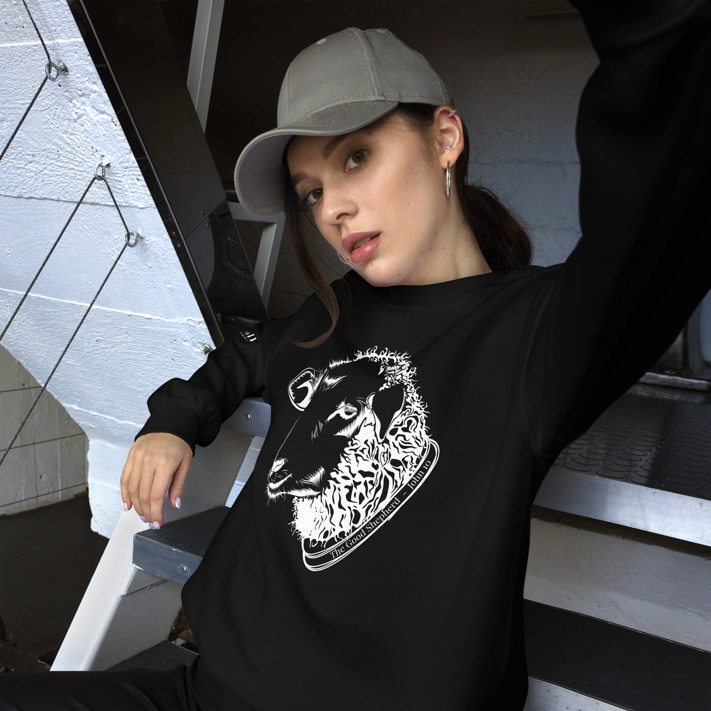 The Good Shepherd Unisex Sweatshirt W/White Print