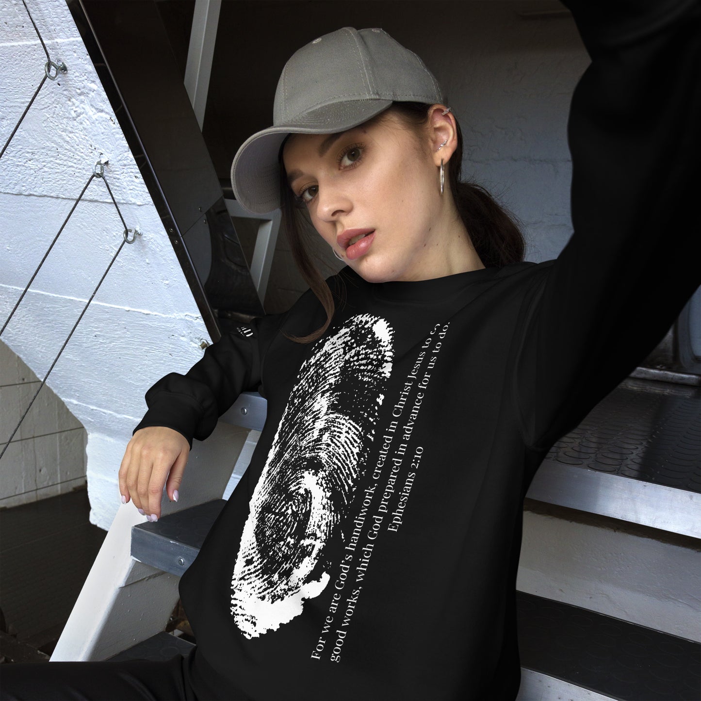 Fearfully And Wonderfully Made Unisex Sweatshirt W/White Print