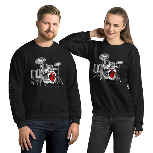 Heart Beats In Time Unisex Sweatshirt W/White Print