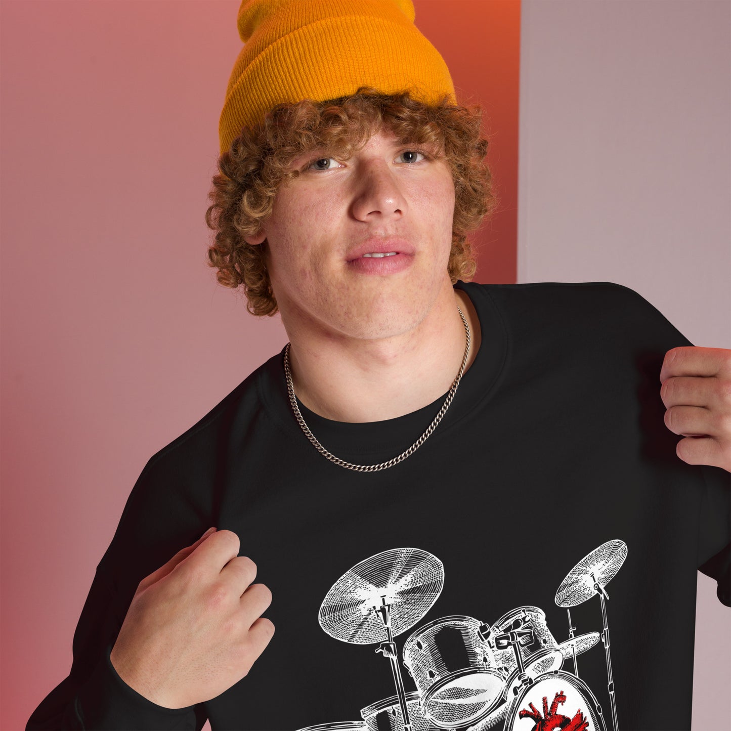 Heart Beats In Time Unisex Sweatshirt W/White Print