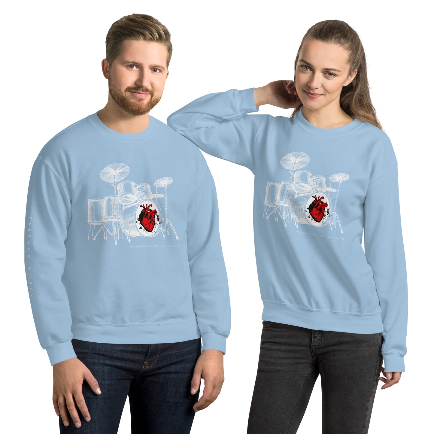 Heart Beats In Time Unisex Sweatshirt W/White Print