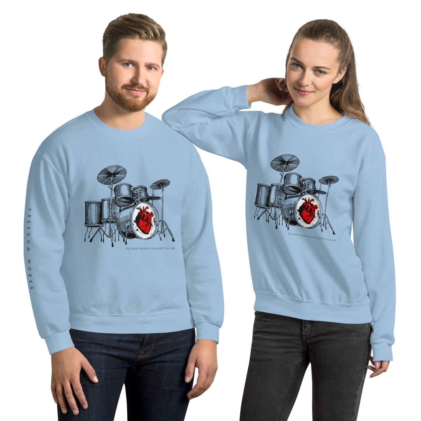 Heart Beats In Time Unisex Sweatshirt W/Black Print