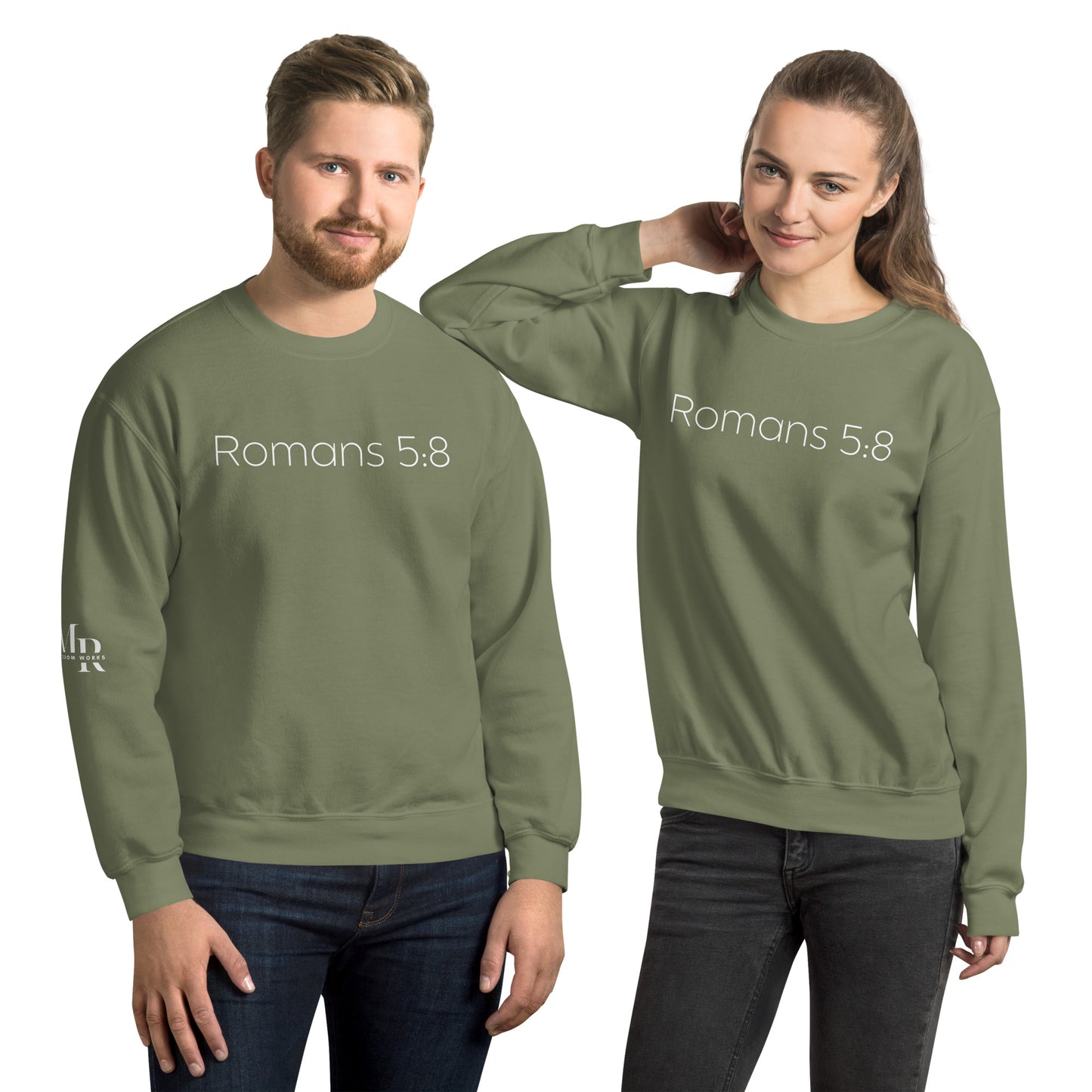 Romans 5:8 Unisex sweatshirt W/White Print