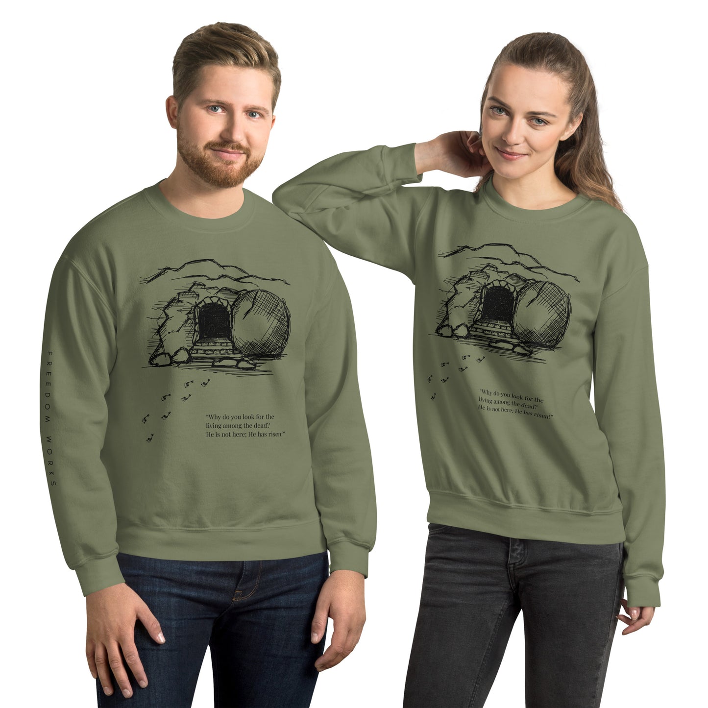 He Is Risen Unisex Sweatshirt W/Black Print
