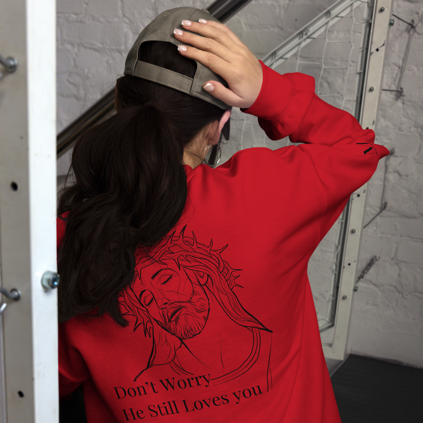 Romans 5:8 Unisex Sweatshirt W/Black Print