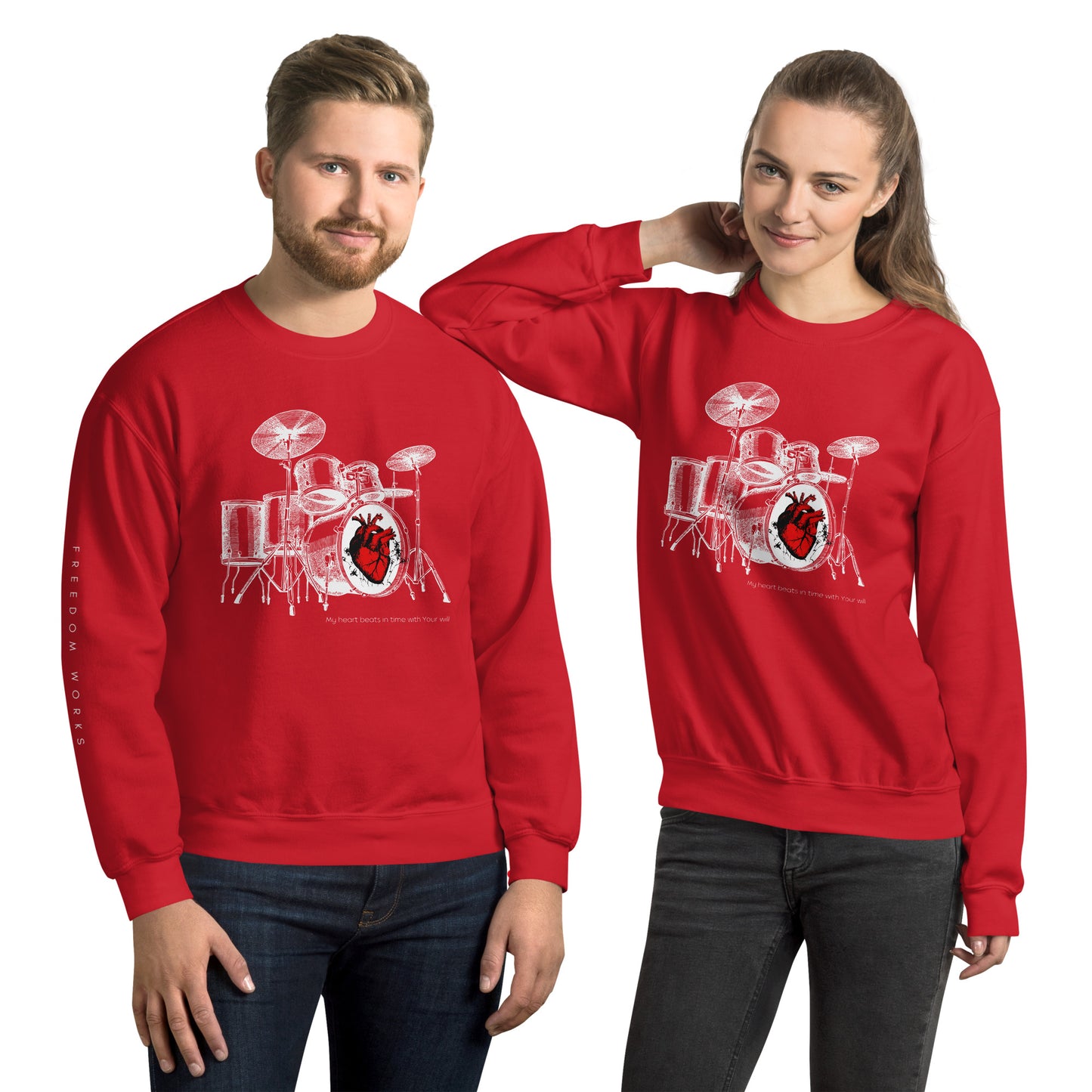Heart Beats In Time Unisex Sweatshirt W/White Print