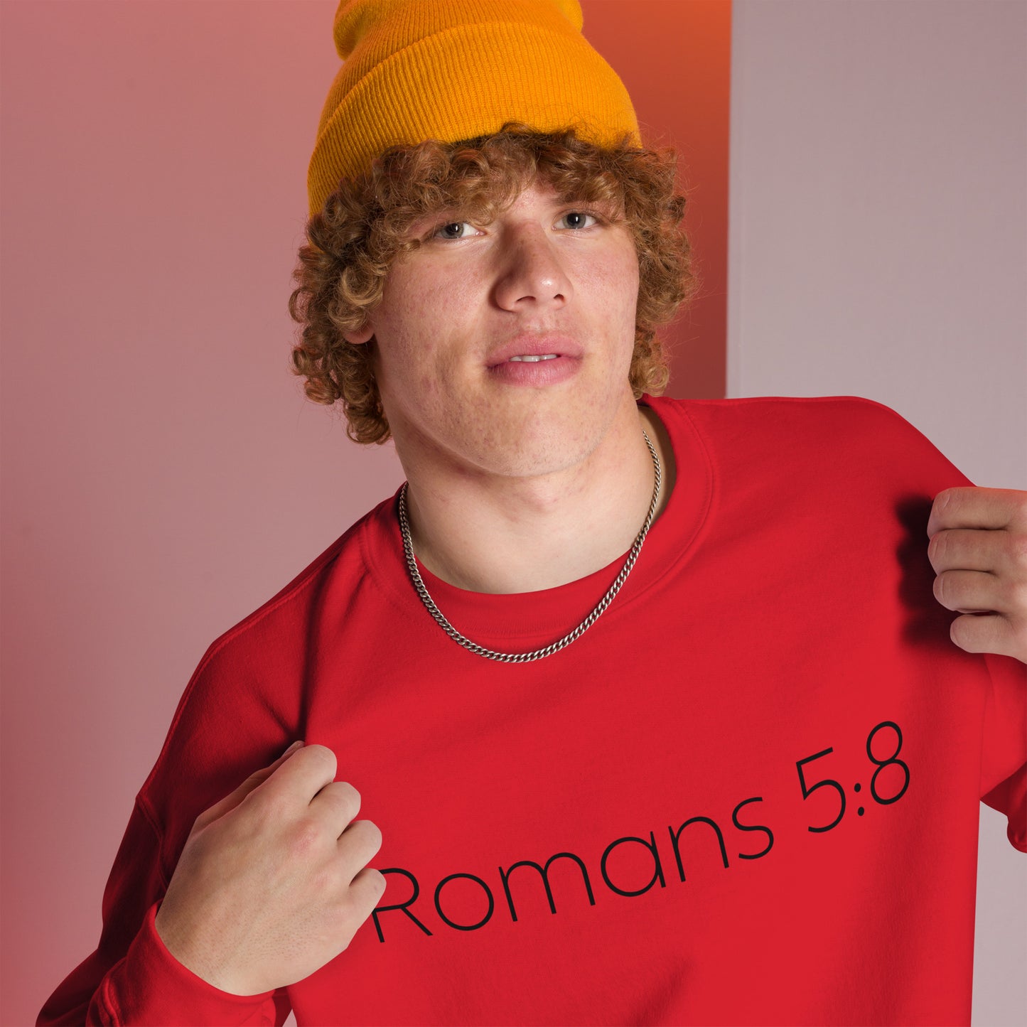Romans 5:8 Unisex Sweatshirt W/Black Print