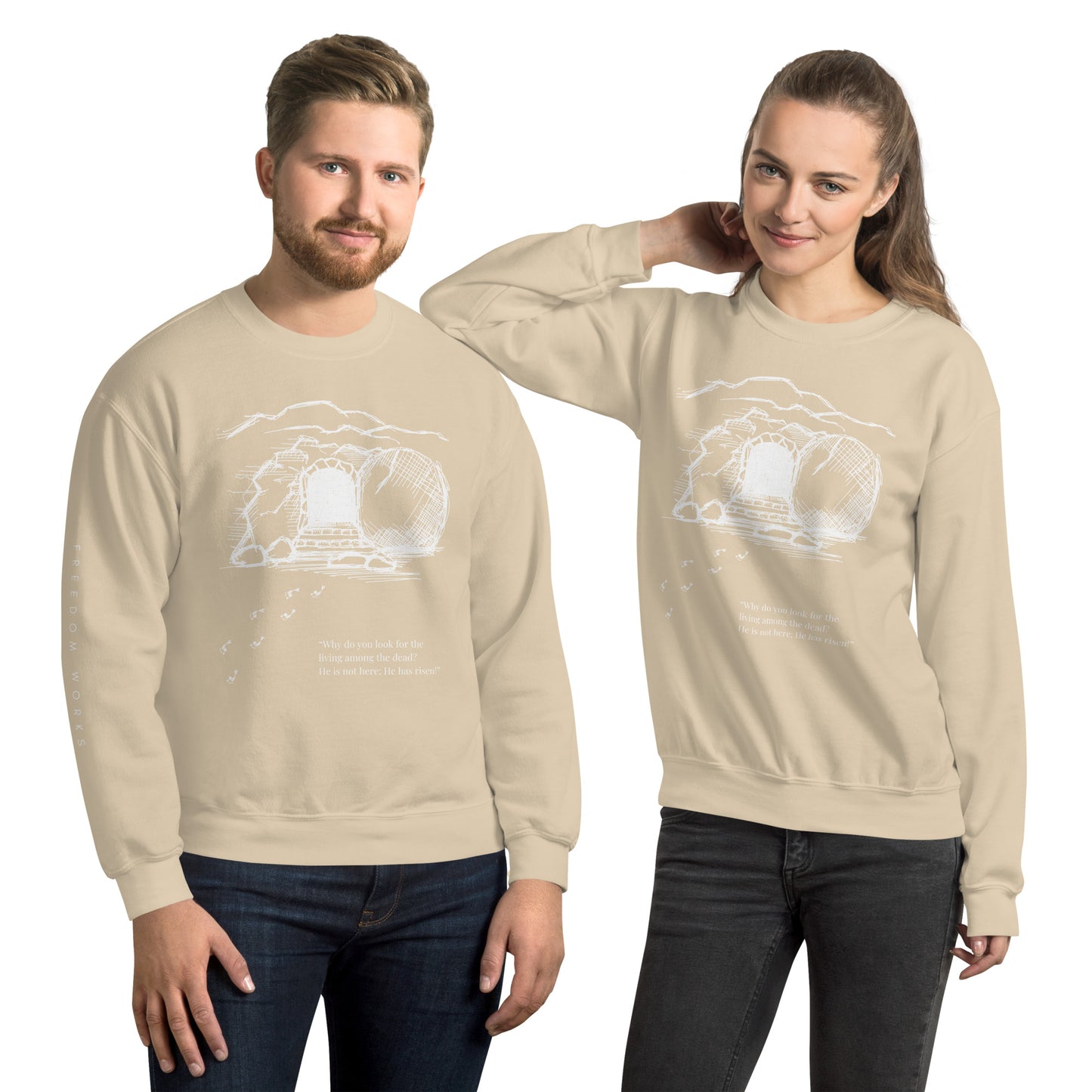 He Is Risen Unisex Sweatshirt W/White Print