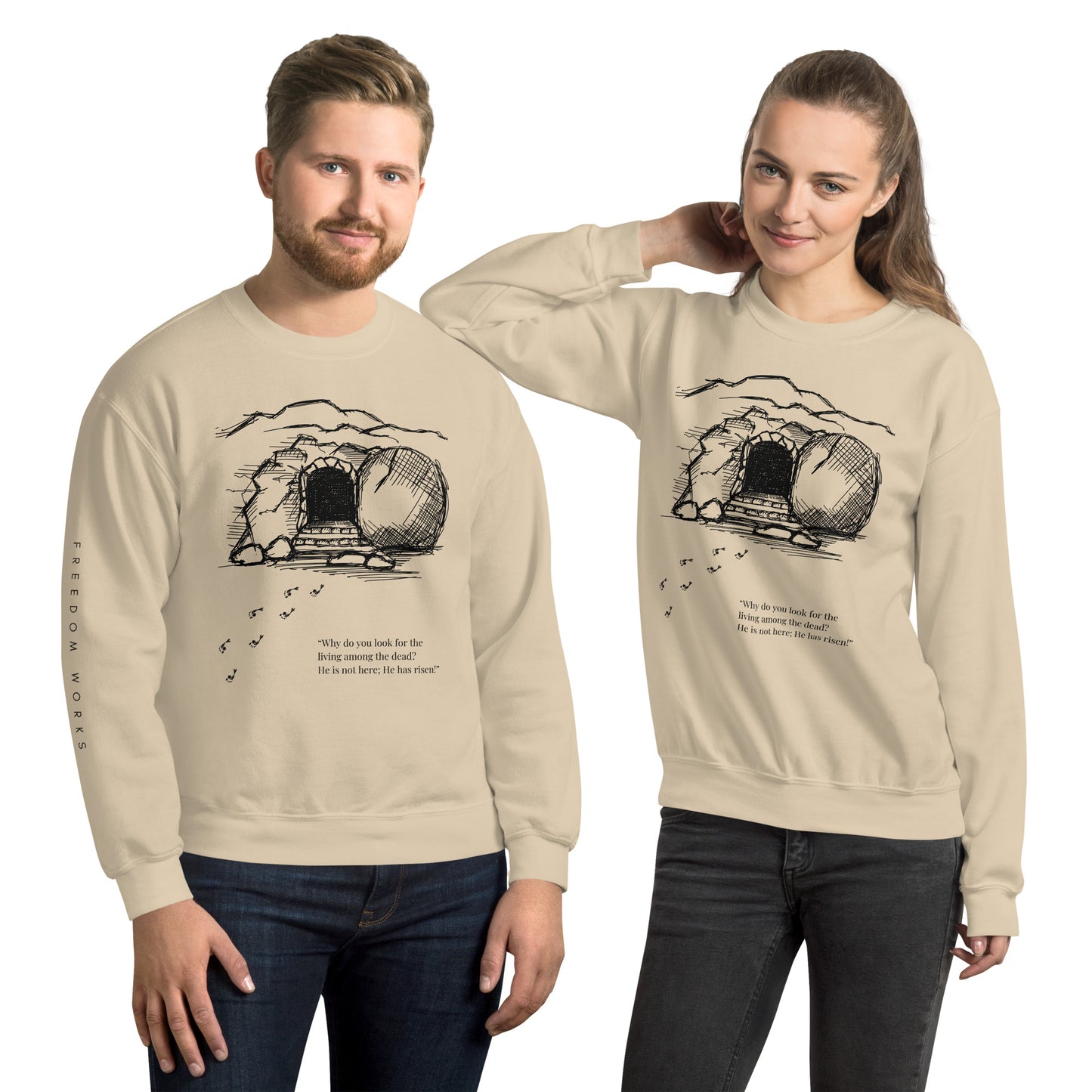 He Is Risen Unisex Sweatshirt W/Black Print