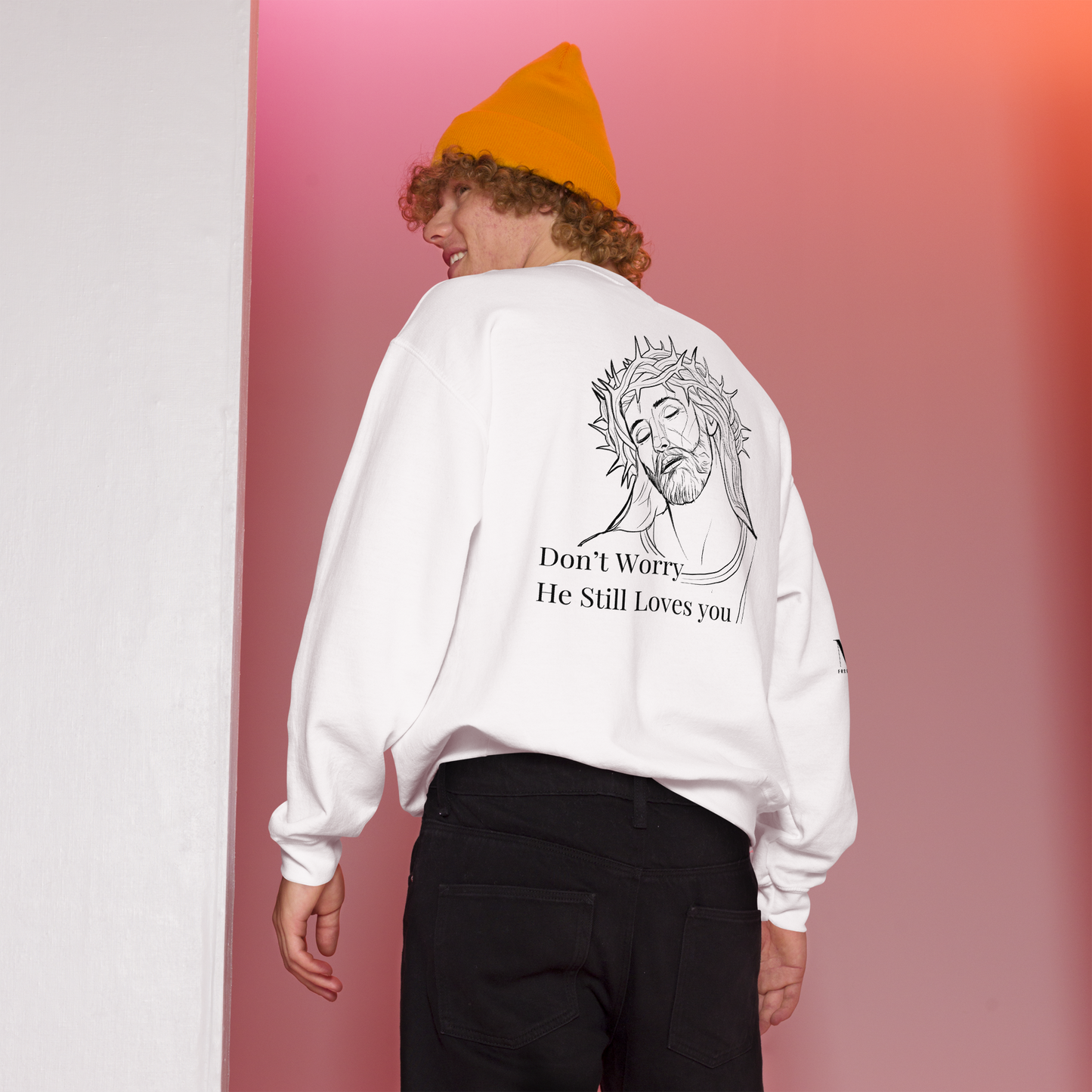 Romans 5:8 Unisex Sweatshirt W/Black Print