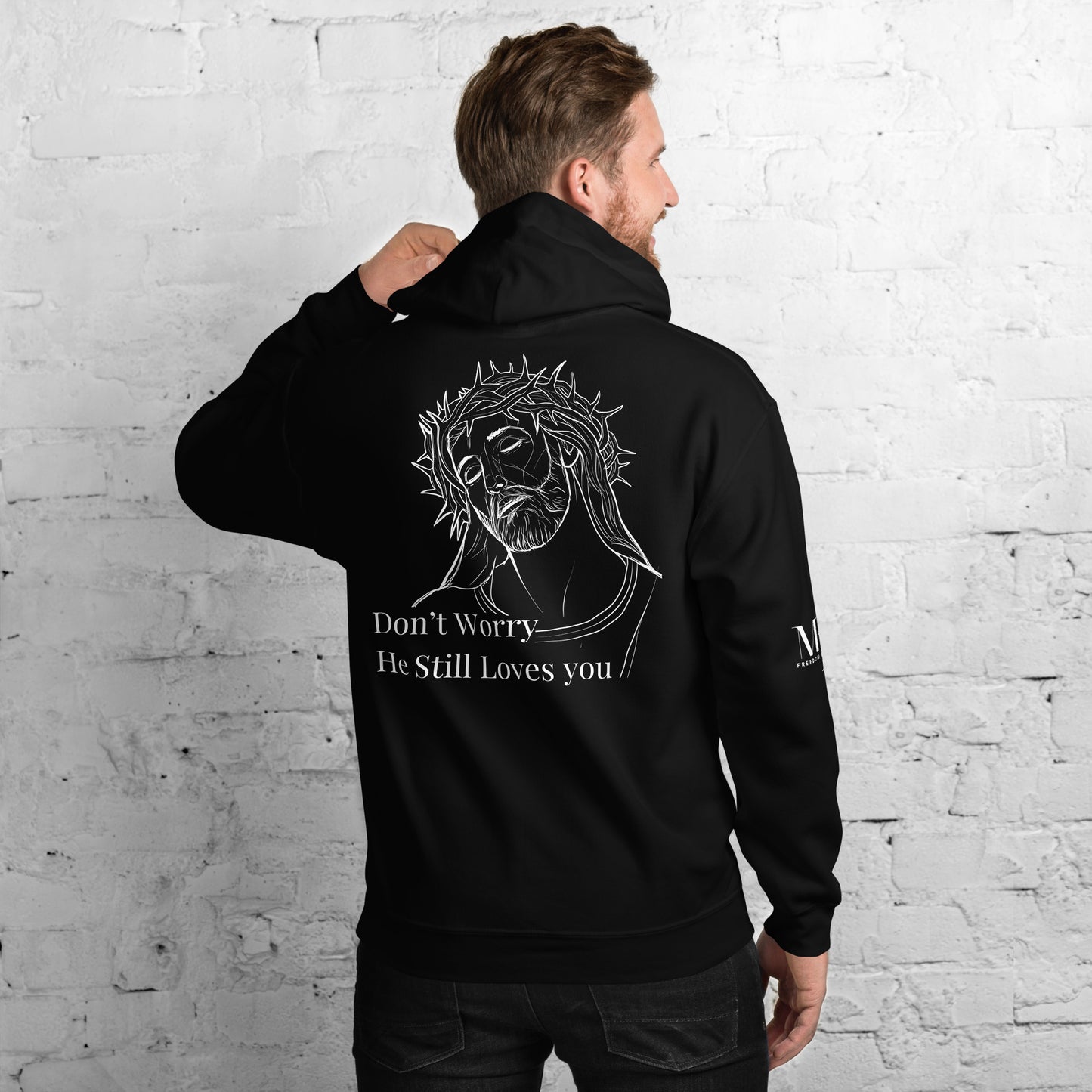 Romans 5:8 (He Still Loves You) Unisex Hoodie W/ White Print