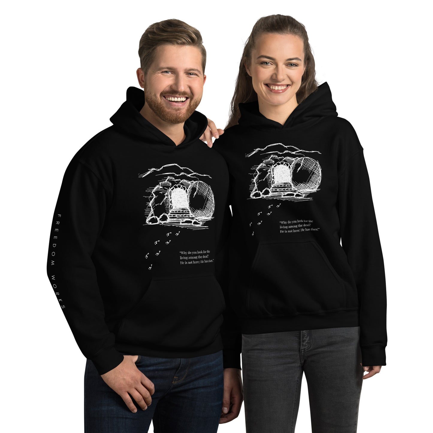 He Is Risen Unisex Hoodie W/White Print