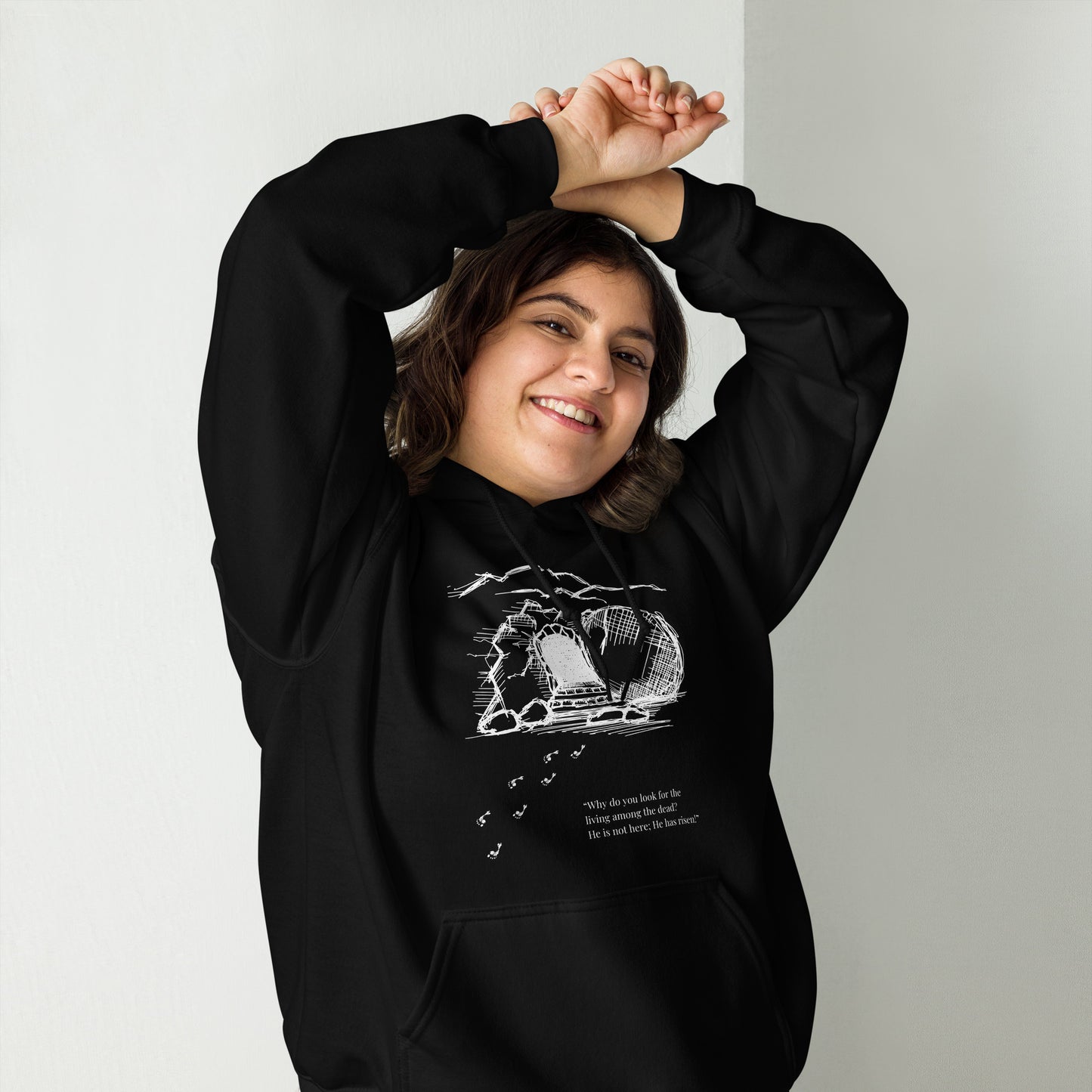 He Is Risen Unisex Hoodie W/White Print