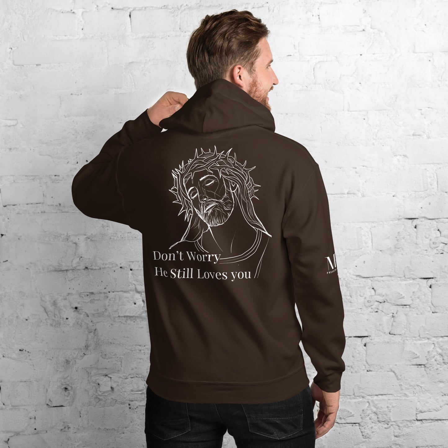 Romans 5:8 (He Still Loves You) Unisex Hoodie W/ White Print