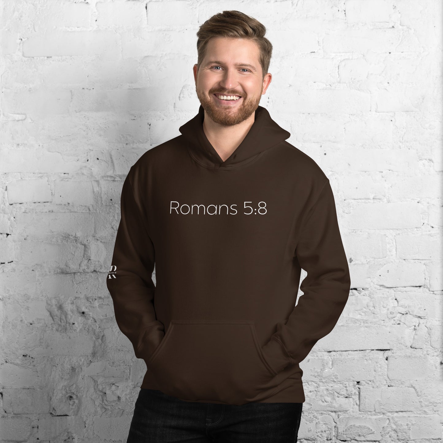 Romans 5:8 (He Still Loves You) Unisex Hoodie W/ White Print