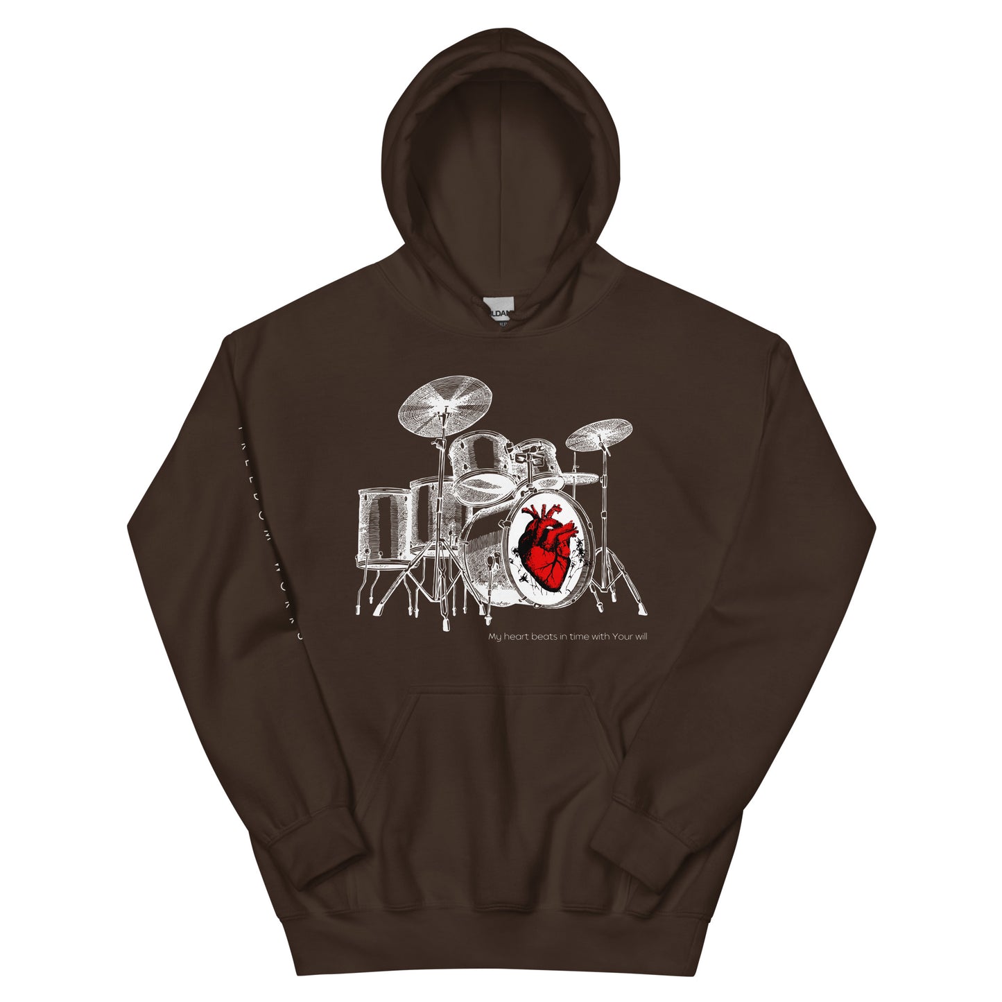 Heart Beats In Time Unisex Hoodie W/White Print