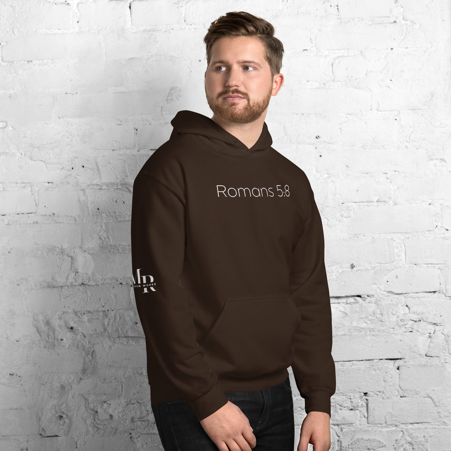 Romans 5:8 (He Still Loves You) Unisex Hoodie W/ White Print