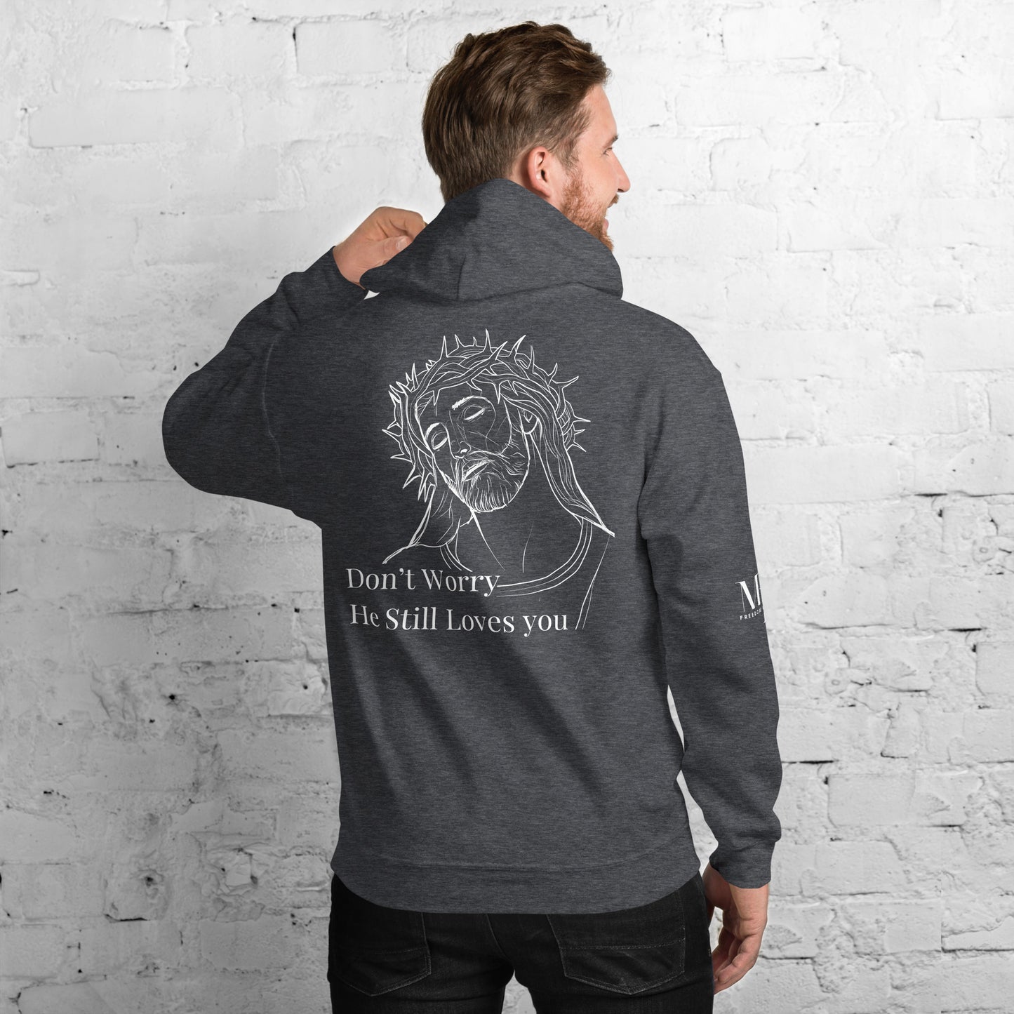 Romans 5:8 (He Still Loves You) Unisex Hoodie W/ White Print