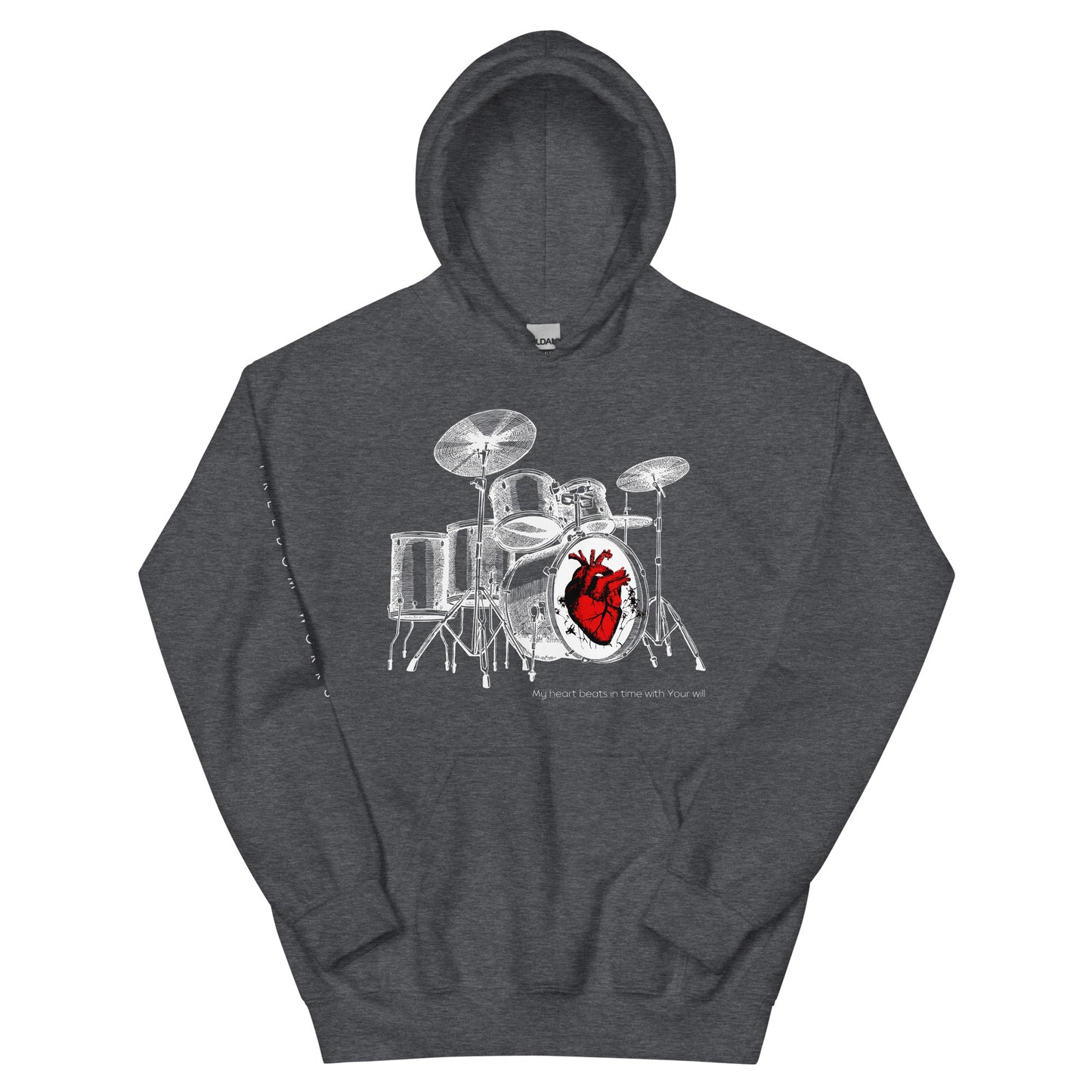 Heart Beats In Time Unisex Hoodie W/White Print