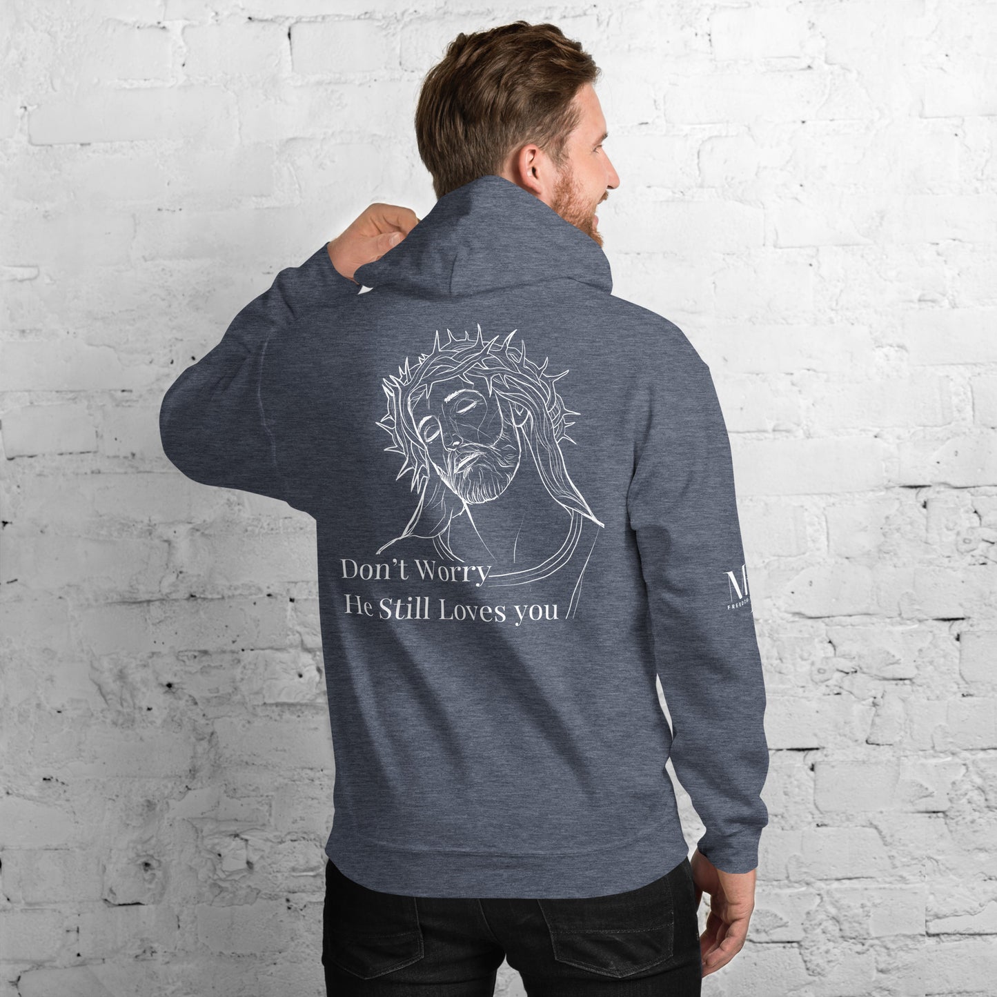 Romans 5:8 (He Still Loves You) Unisex Hoodie W/ White Print