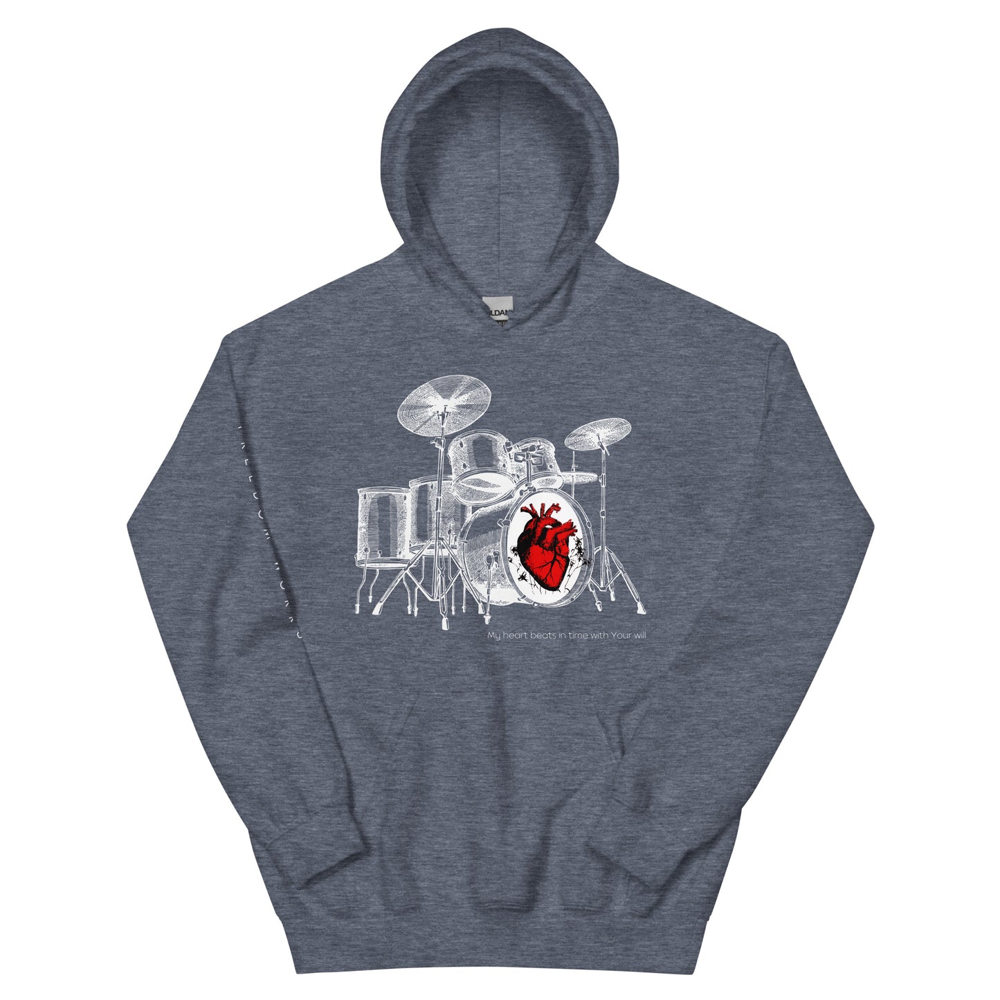 Heart Beats In Time Unisex Hoodie W/White Print