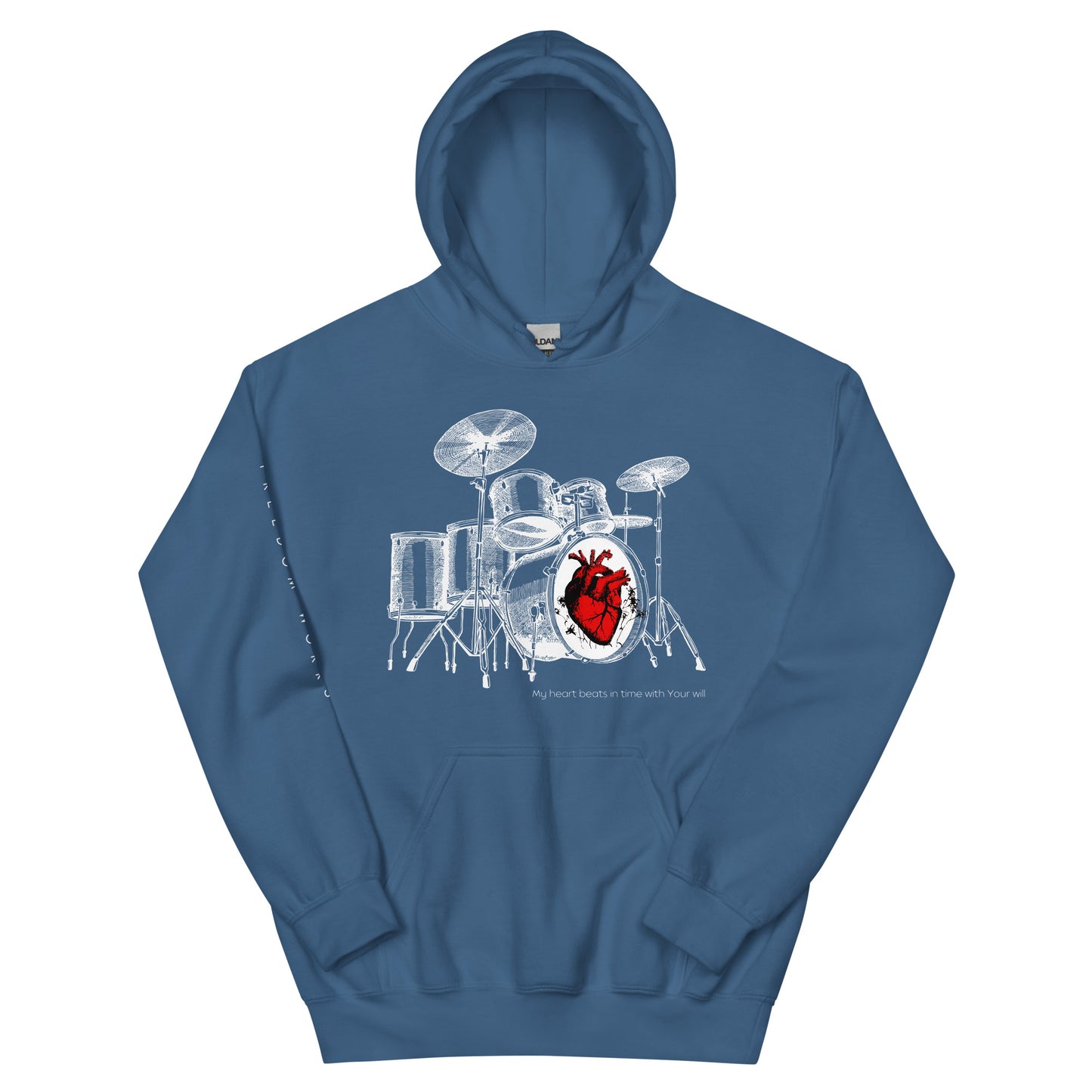 Heart Beats In Time Unisex Hoodie W/White Print