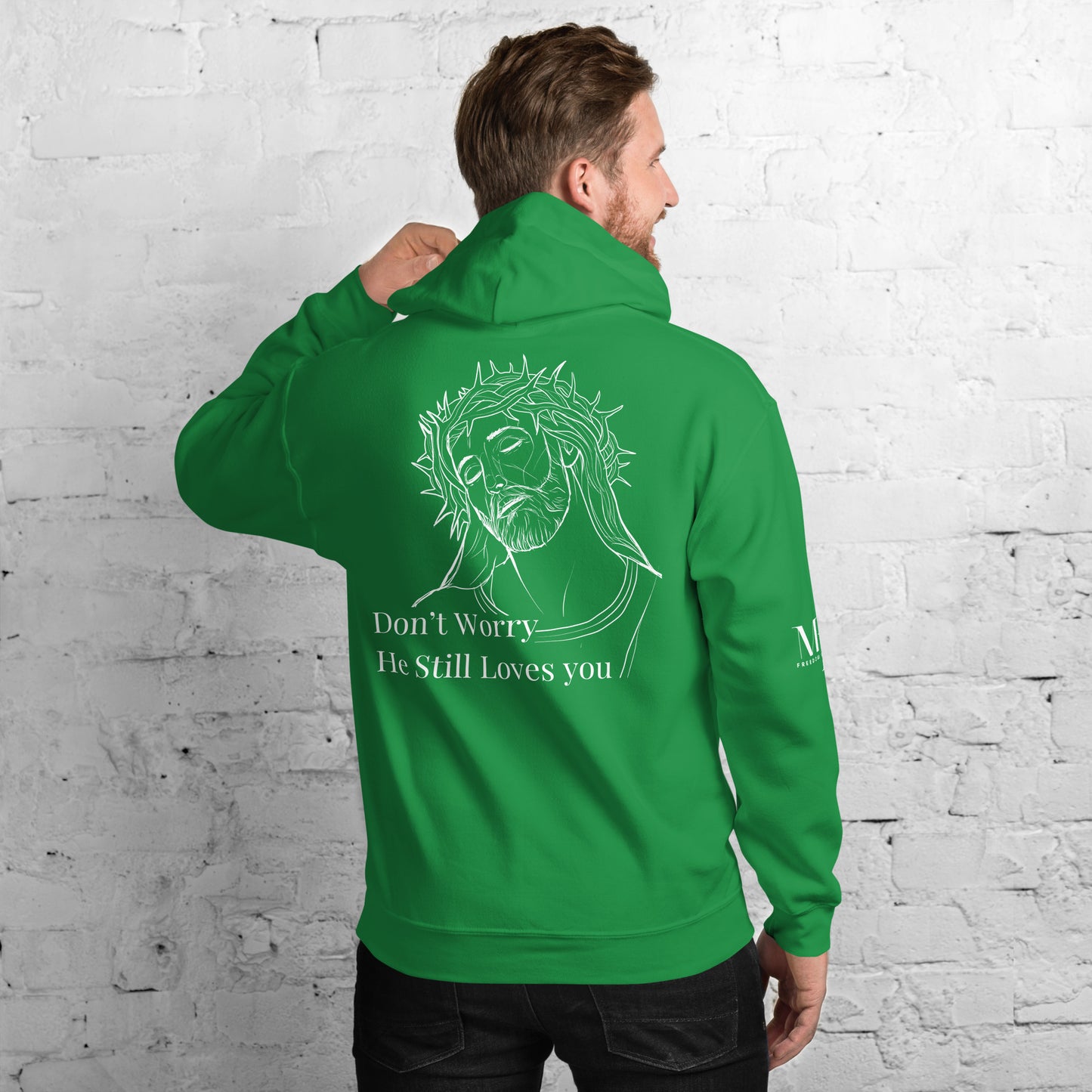Romans 5:8 (He Still Loves You) Unisex Hoodie W/ White Print