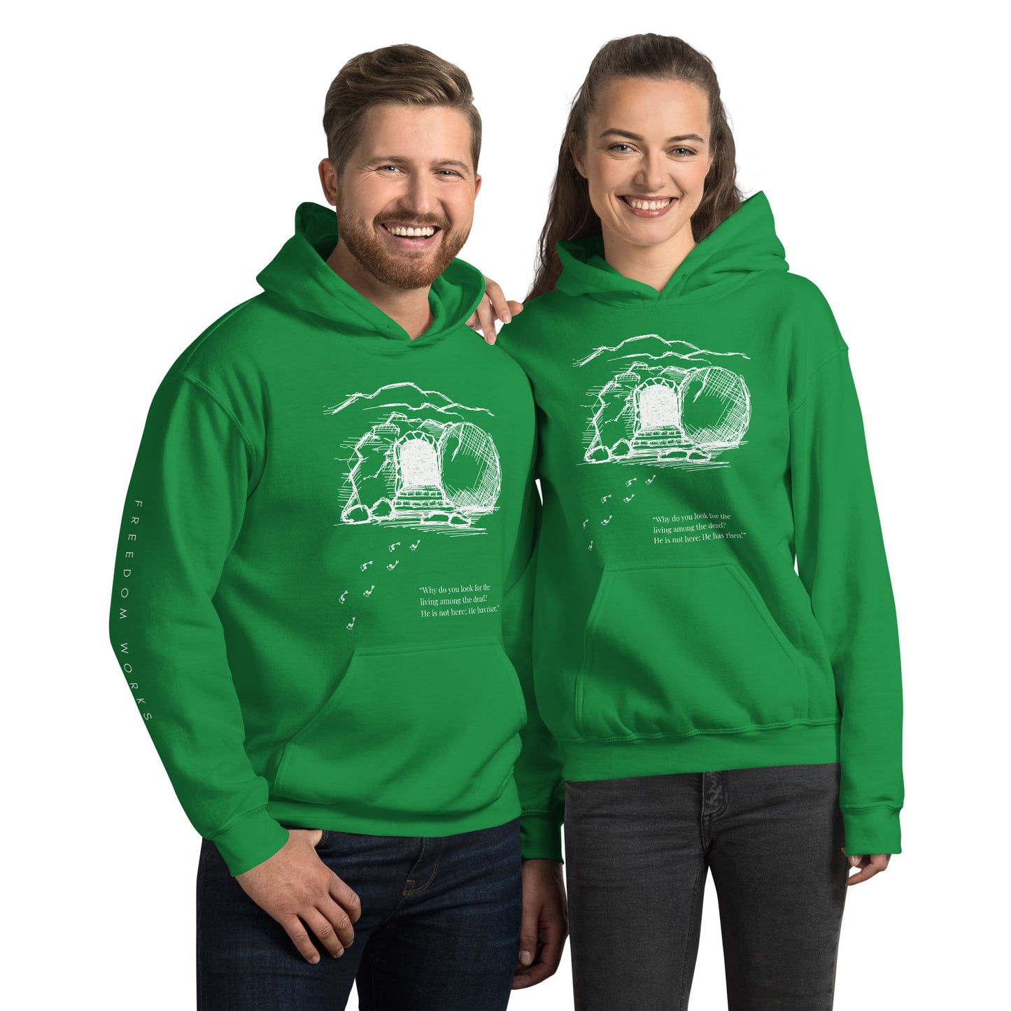 He Is Risen Unisex Hoodie W/White Print