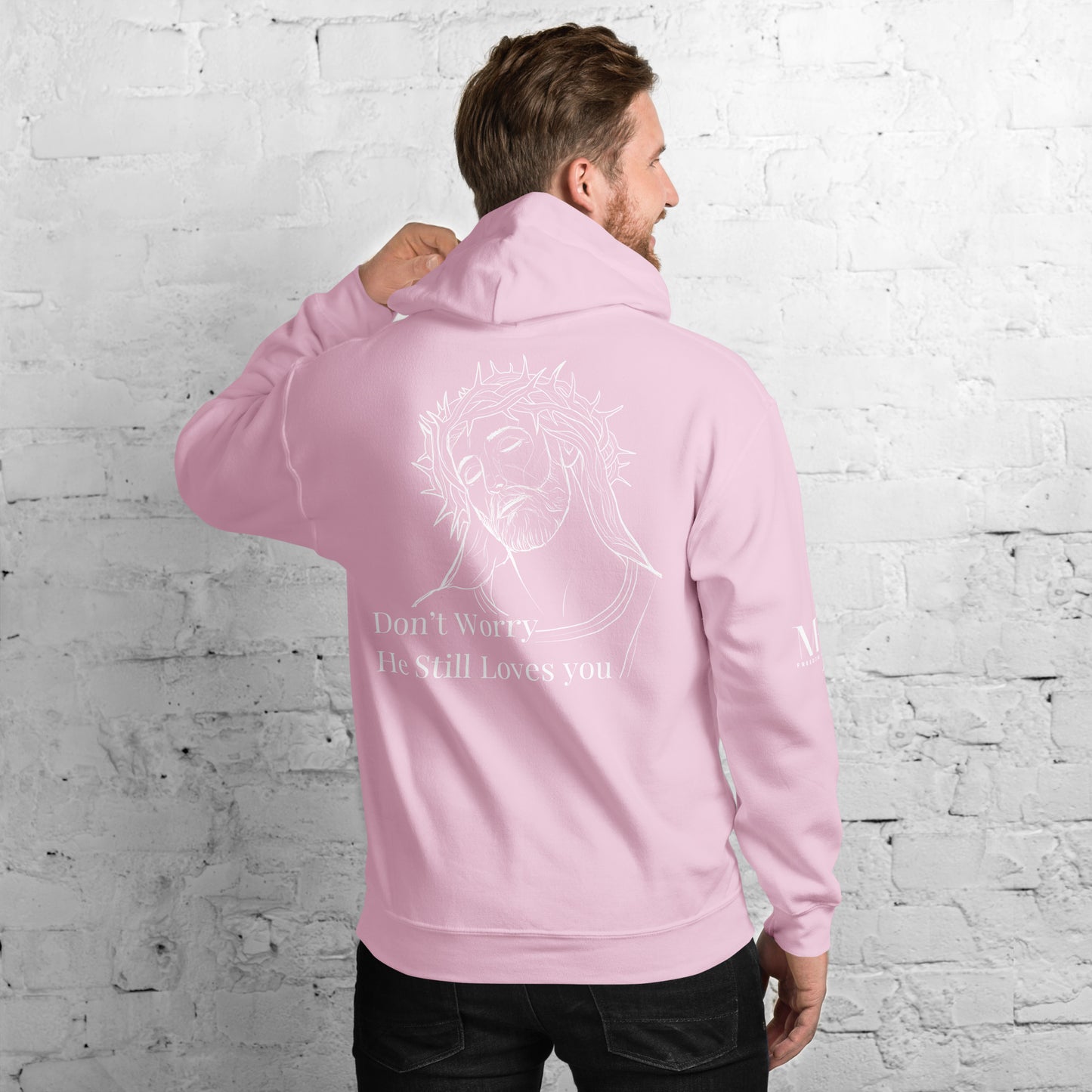 Romans 5:8 (He Still Loves You) Unisex Hoodie W/ White Print