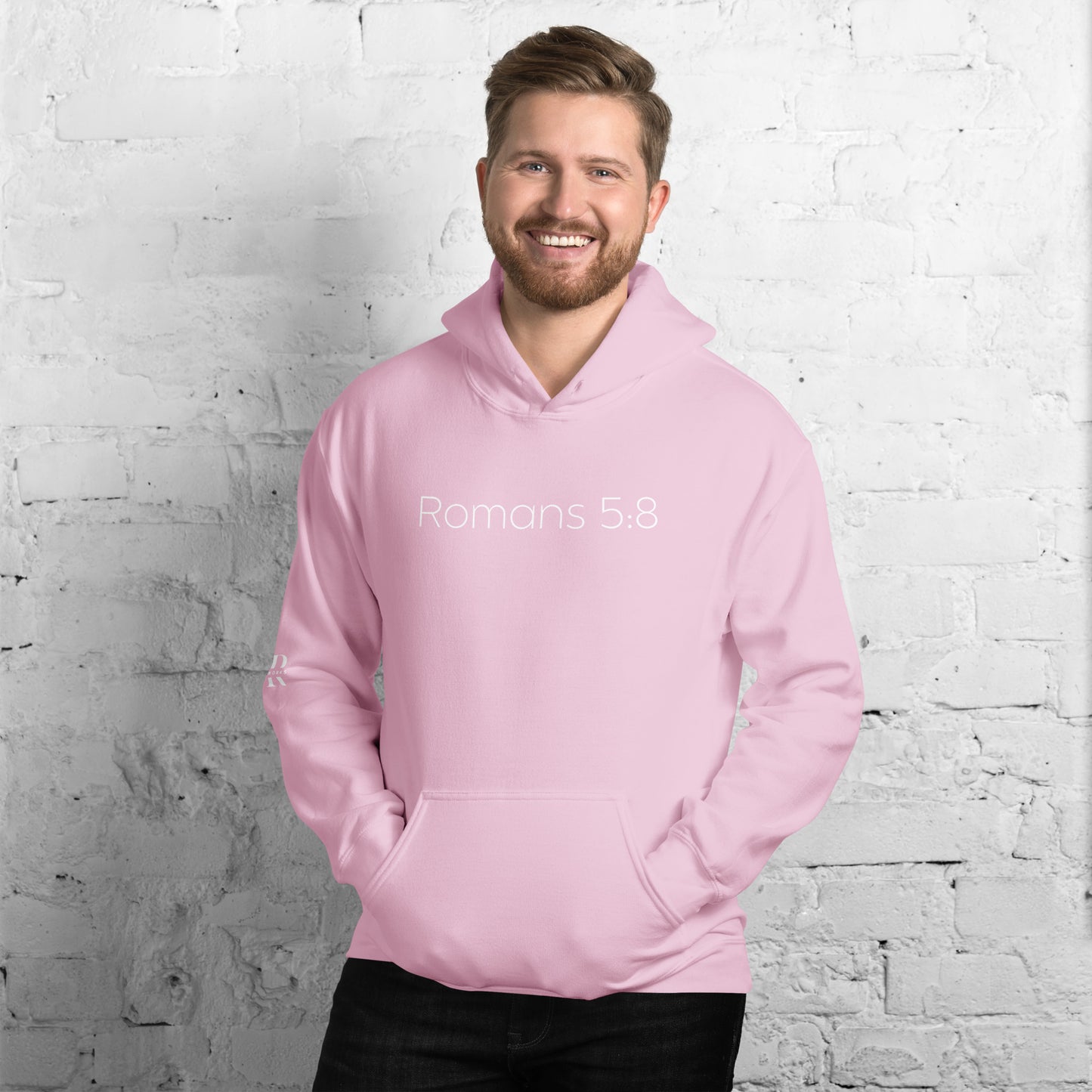 Romans 5:8 (He Still Loves You) Unisex Hoodie W/ White Print