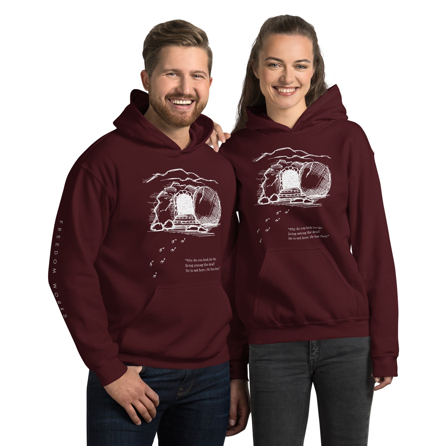 He Is Risen Unisex Hoodie W/White Print
