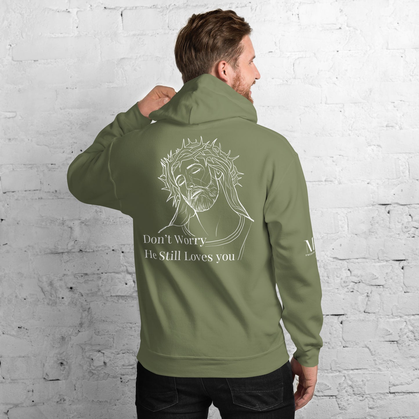 Romans 5:8 (He Still Loves You) Unisex Hoodie W/ White Print