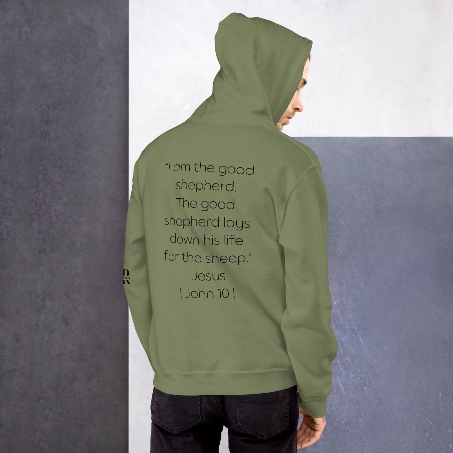 The Good Shepherd Unisex Hoodie W/Black Print