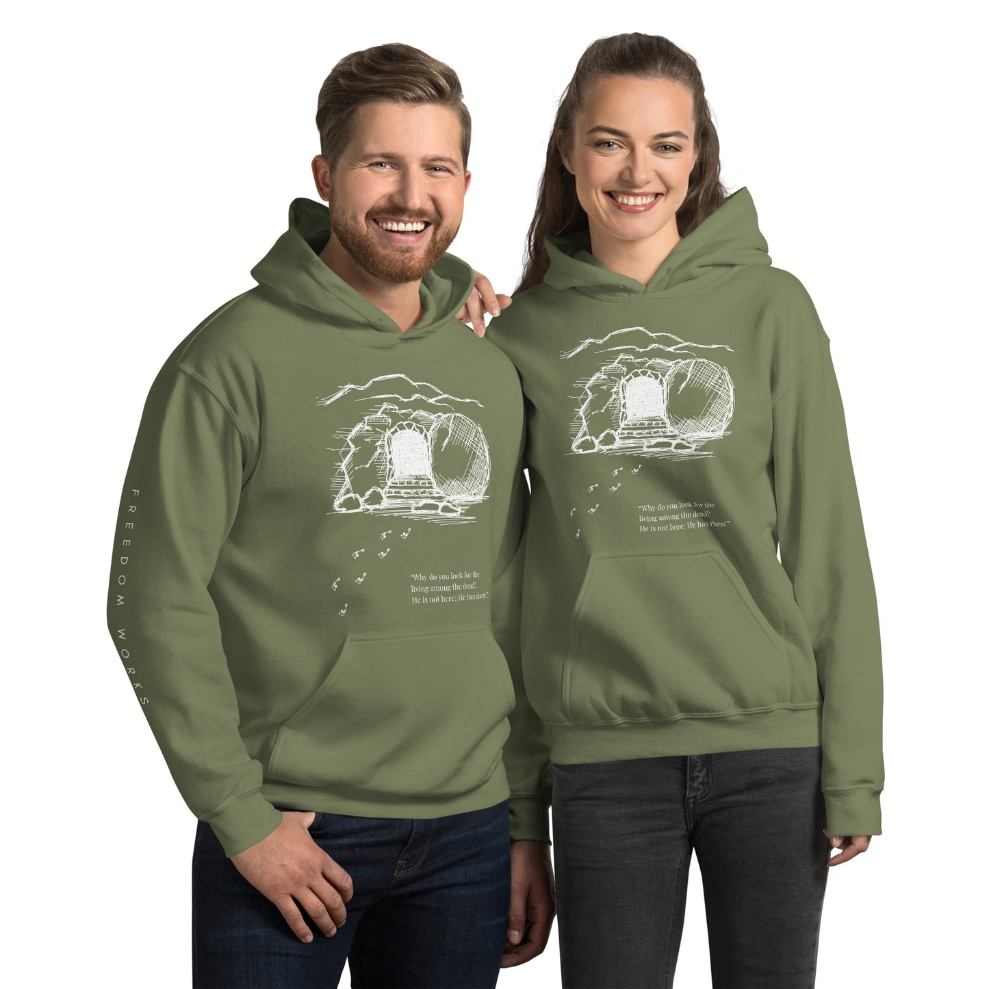 He Is Risen Unisex Hoodie W/White Print