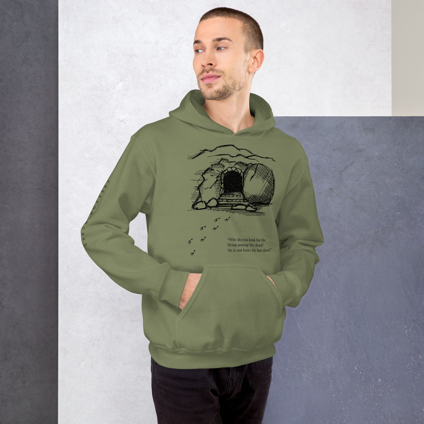 He Is Risen Unisex Hoodie W/Black Print