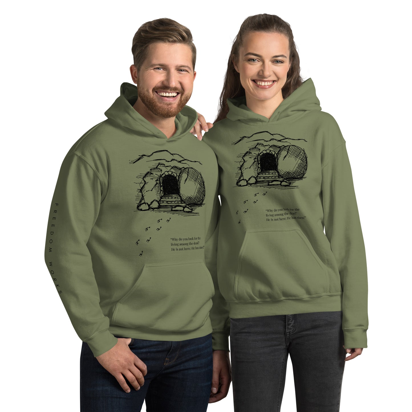 He Is Risen Unisex Hoodie W/Black Print