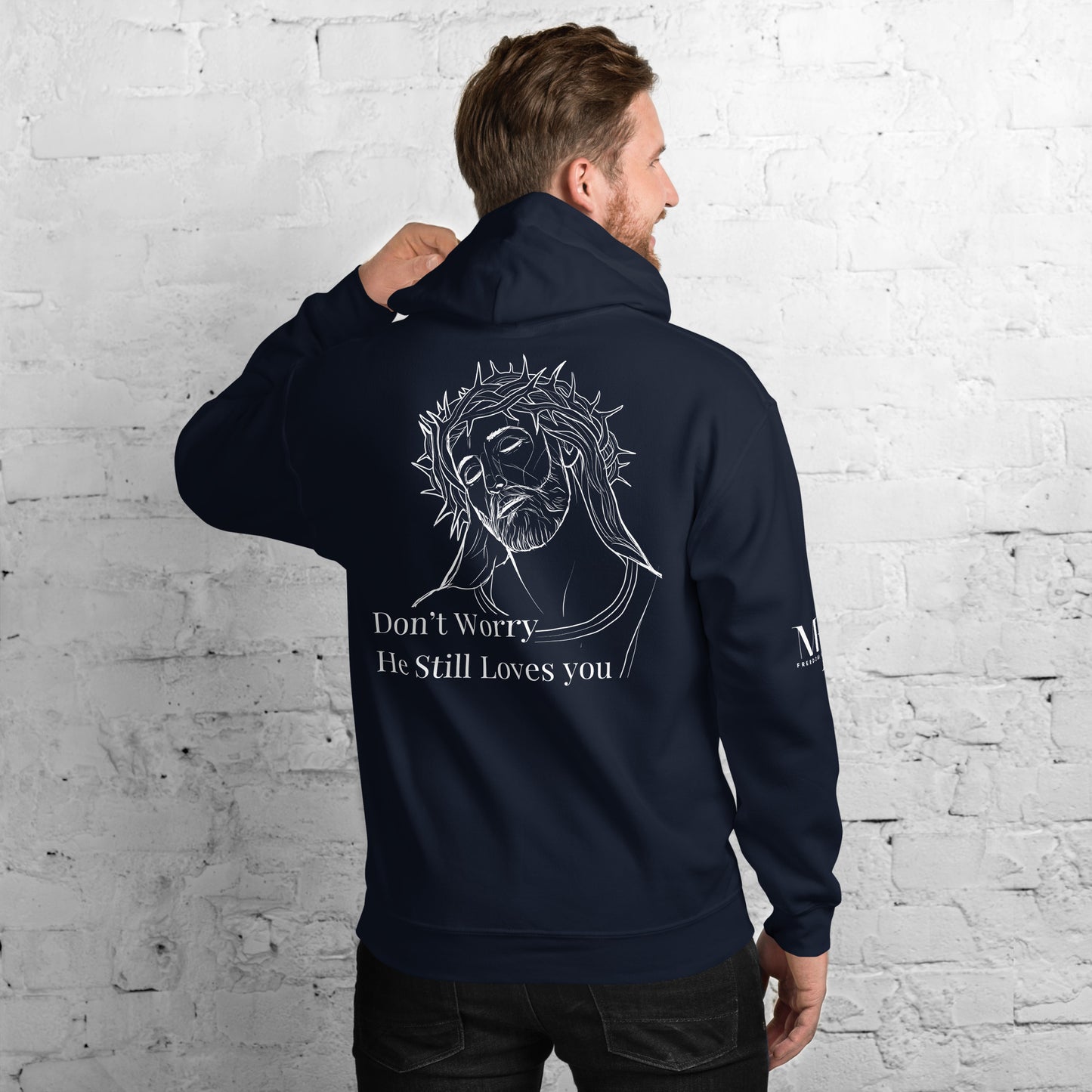 Romans 5:8 (He Still Loves You) Unisex Hoodie W/ White Print