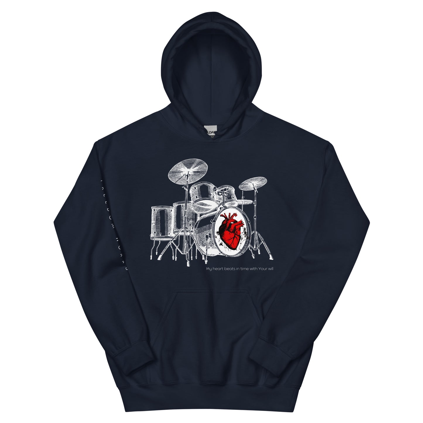Heart Beats In Time Unisex Hoodie W/White Print