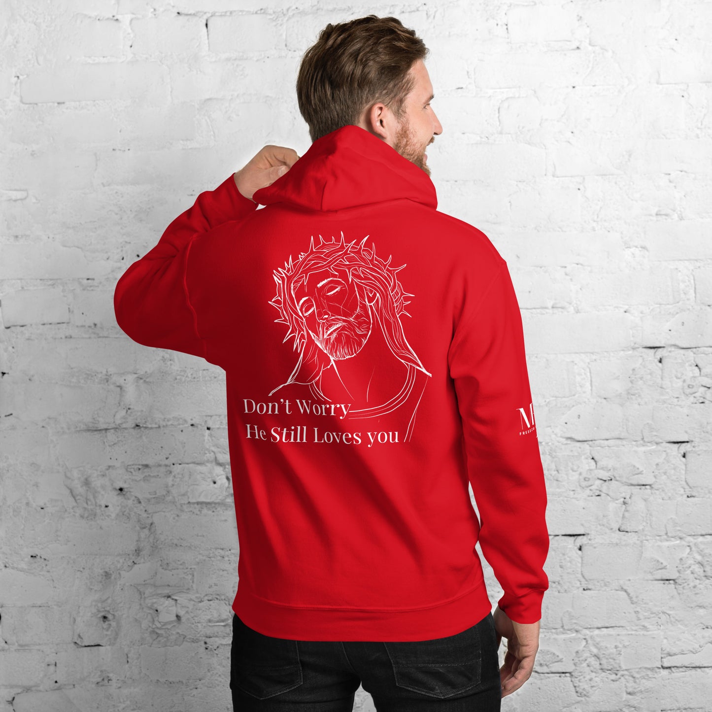 Romans 5:8 (He Still Loves You) Unisex Hoodie W/ White Print